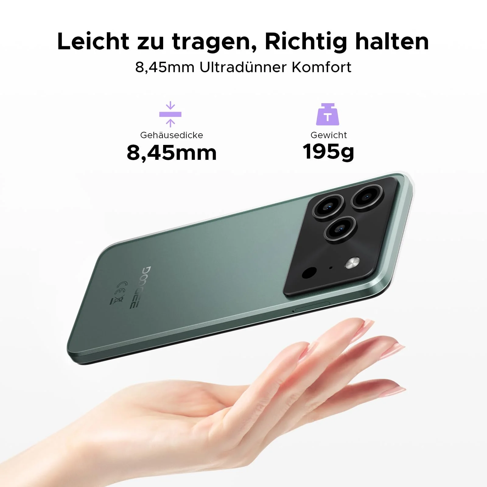 DOOGEE Note 56 Plus AI Android 16 Smartphone Ohne Vertrag, 48GB+256GB/2TB TF, Handy ohne vertrag 50MP AI Kamera, T7225 Octa Core 6150mAh Akku Handy, 6.56" HD+ 90Hz, Widevine L1/NFC/Face/Fingerabdruck - Image 6