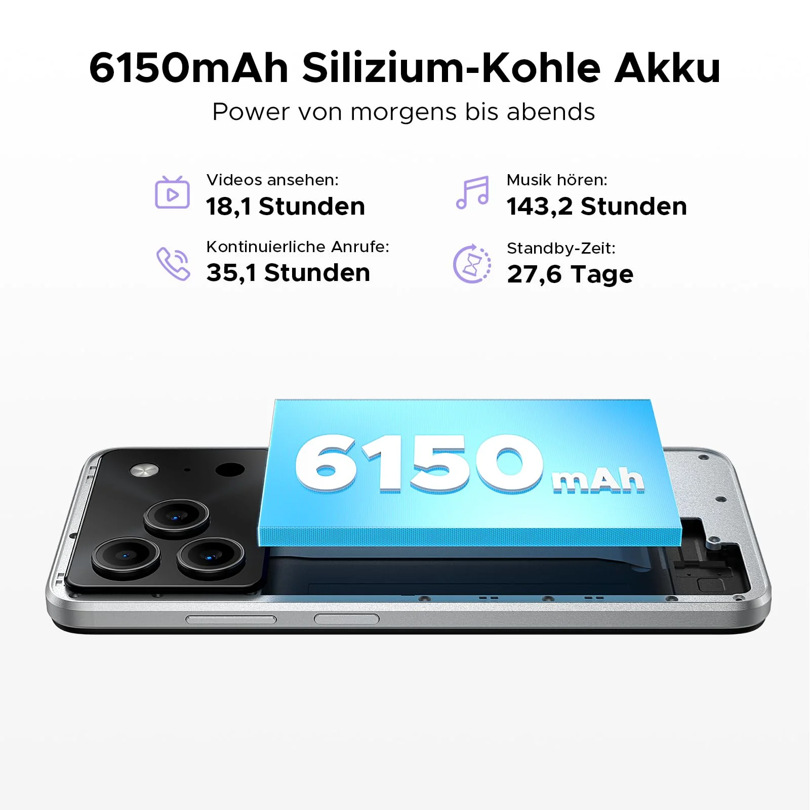 DOOGEE Note 56 Plus AI Android 16 Smartphone Ohne Vertrag, 48GB+256GB/2TB TF, Handy ohne vertrag 50MP AI Kamera, T7225 Octa Core 6150mAh Akku Handy, 6.56" HD+ 90Hz, Widevine L1/NFC/Face/Fingerabdruck - Image 8