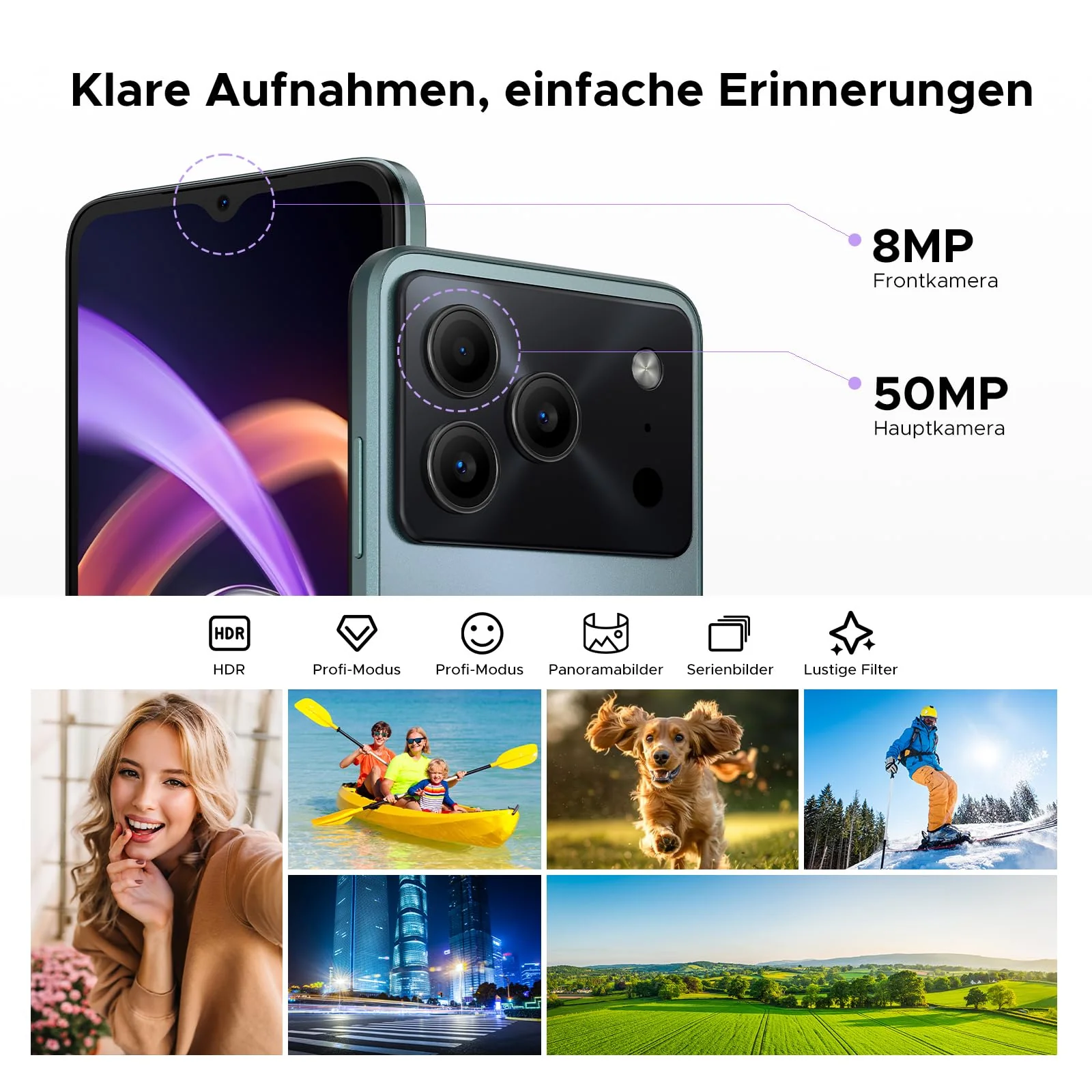 DOOGEE Note 56 Plus AI Android 16 Smartphone Ohne Vertrag, 48GB+256GB/2TB TF, Handy ohne vertrag 50MP AI Kamera, T7225 Octa Core 6150mAh Akku Handy, 6.56" HD+ 90Hz, Widevine L1/NFC/Face/Fingerabdruck - Image 9