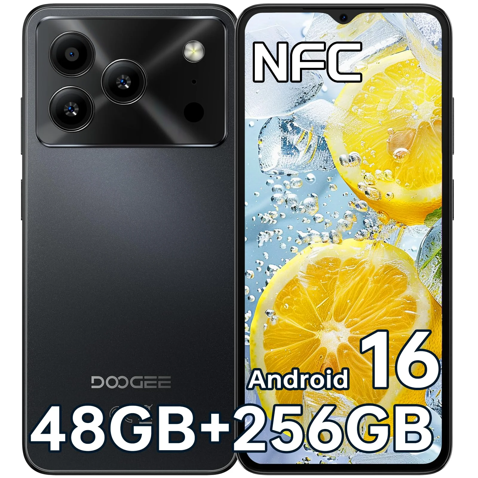 DOOGEE Note 56 Plus Android 16 Smartphone Ohne Vertrag, 48GB+256GB/2TB Handy Ohne Vertrag 6150mAh, 6,56" HD+ Handy Günstig 8,45mm Ultraschlankes, 50MP+8MP Kamera, NFC/Fingerabdruck/Dual-SIM/GPS/OTG