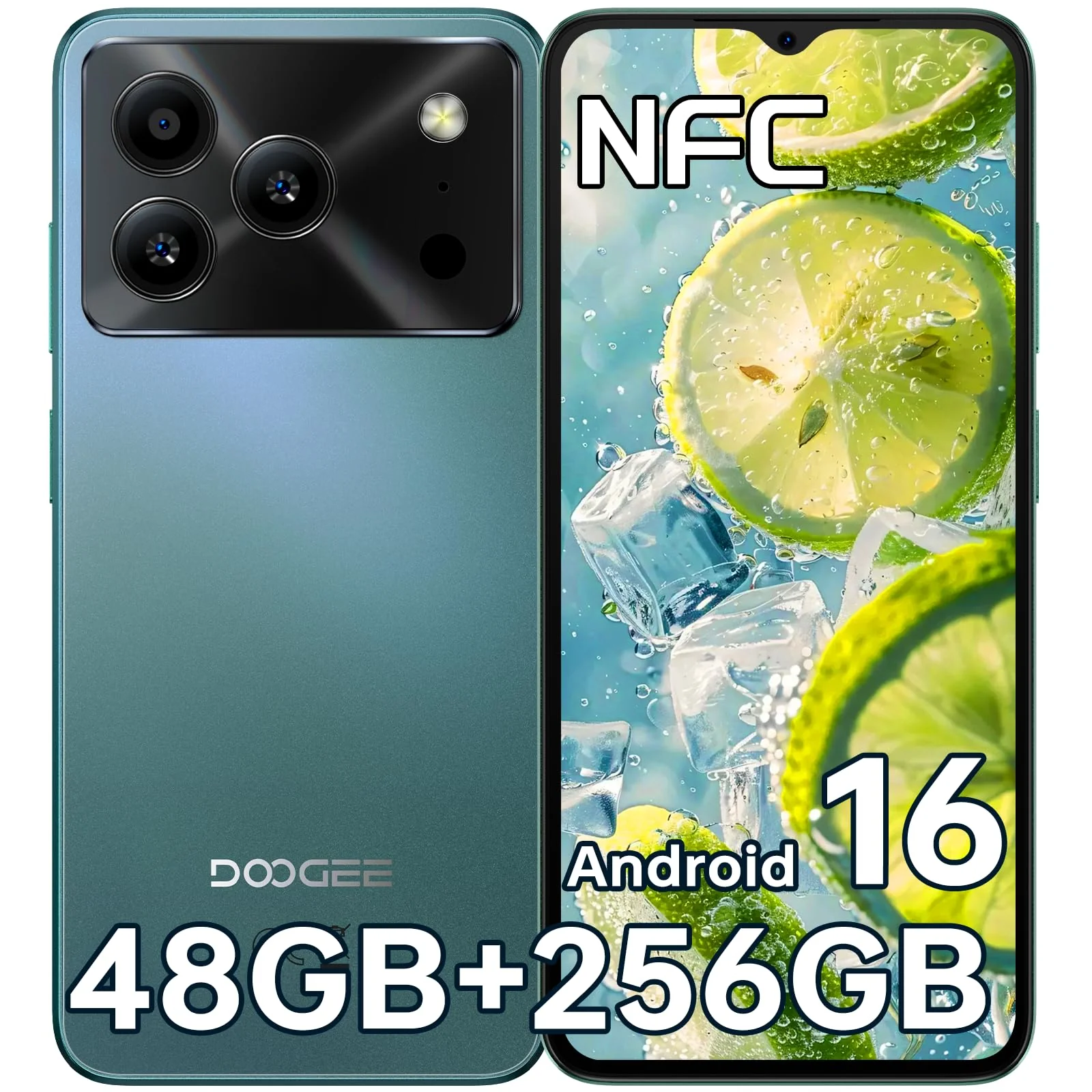DOOGEE Note 56 Plus Android 16 Smartphone Ohne Vertrag, 48GB+256GB/2TB Handy Ohne Vertrag 6150mAh, 6,56" HD+ Handy Günstig 8,45mm Ultraschlankes, 50MP+8MP Kamera, NFC/Fingerabdruck/Dual-SIM/GPS/OTG
