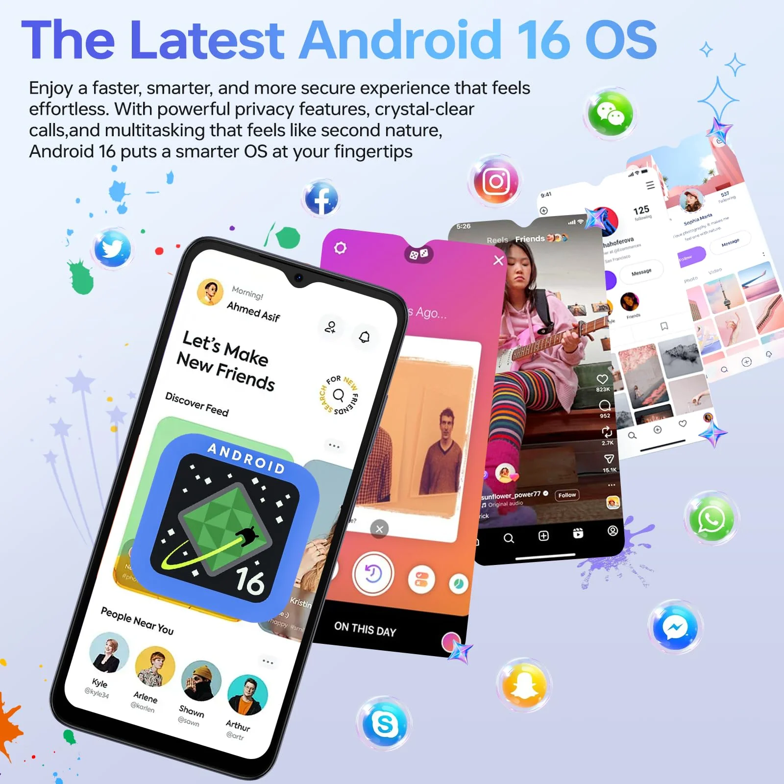 DOOGEE Note 56 Plus Android 16 Smartphone Ohne Vertrag, 48GB+256GB/2TB Handy Ohne Vertrag 6150mAh, 6,56" HD+ Handy Günstig 8,45mm Ultraschlankes, 50MP+8MP Kamera, NFC/Fingerabdruck/Dual-SIM/GPS/OTG - Image 7