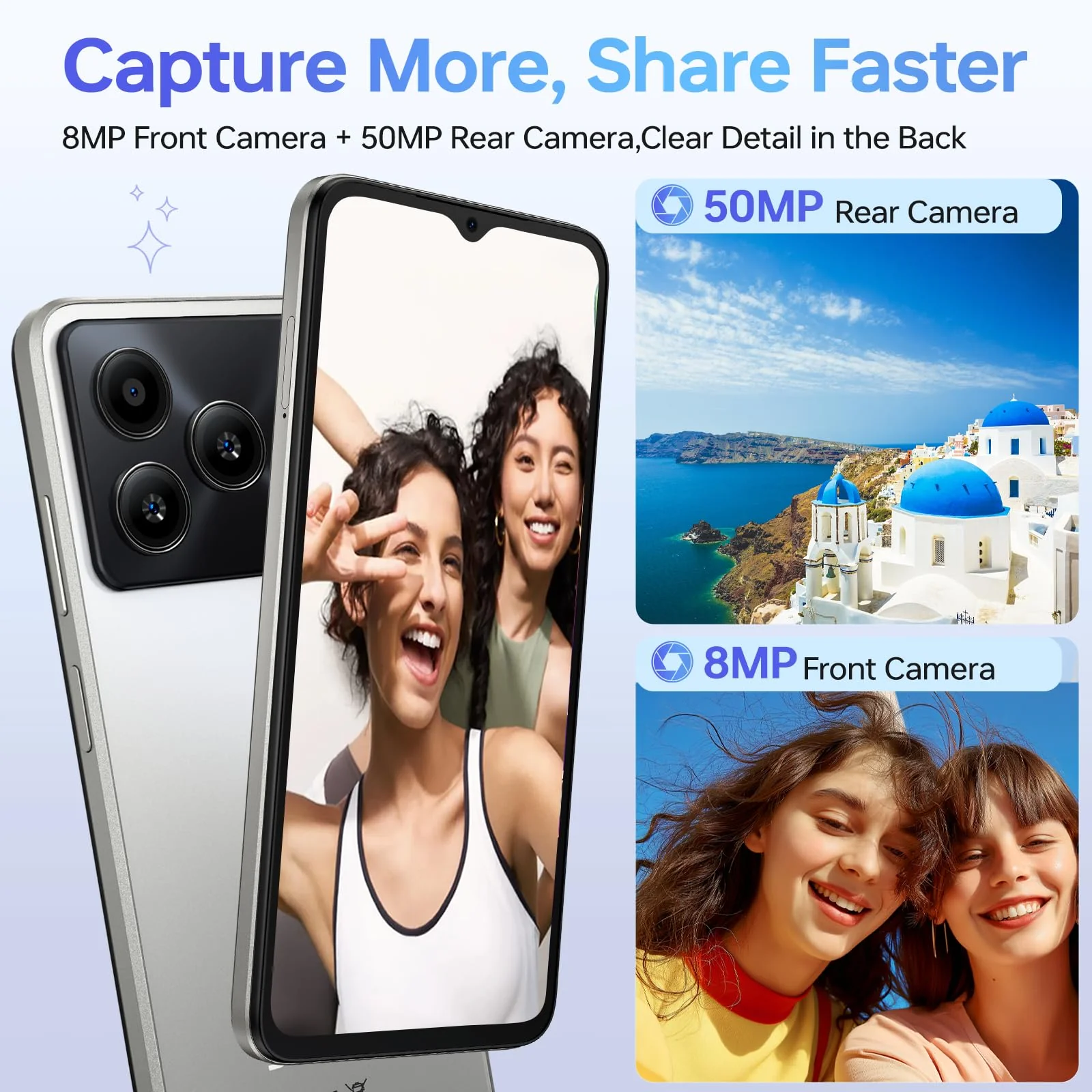 DOOGEE Note 56 Plus Android 16 Smartphone Ohne Vertrag, 48GB+256GB/2TB Handy Ohne Vertrag 6150mAh, 6,56" HD+ Handy Günstig 8,45mm Ultraschlankes, 50MP+8MP Kamera, NFC/Fingerabdruck/Dual-SIM/GPS/OTG - Image 4