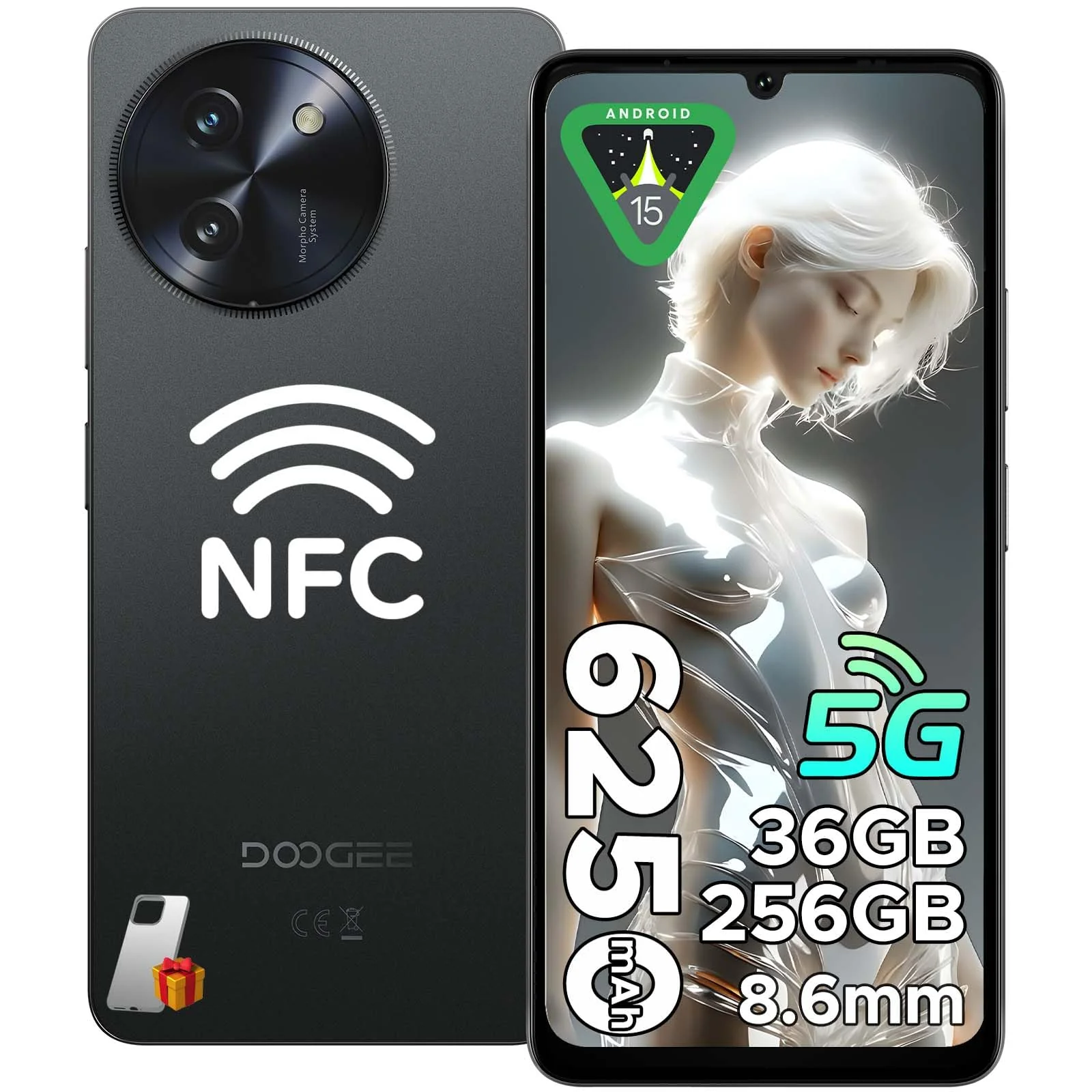 DOOGEE Note 59 Pro 5G Handy Ohne Vertrag, 32 GB RAM + 256 GB ROM/TF 2 TB, 6250mAh Akku Smartphone, 120 Hz Display + 6,75 Zoll HD, 16 MP AI Kamera, 4K Video/NFC/Dual SIM/Face ID/Widevine L1