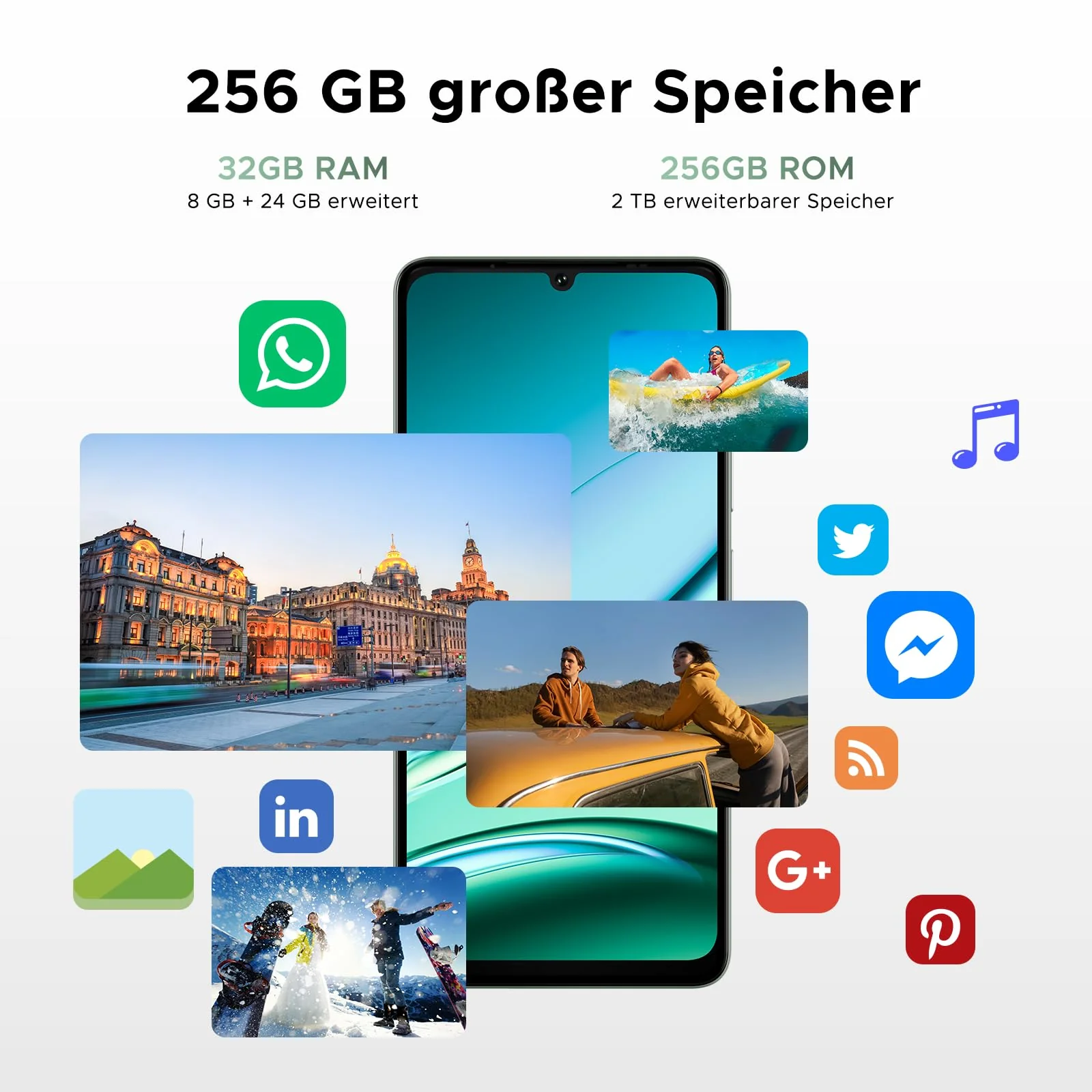 DOOGEE Note 59 Pro 5G Handy Ohne Vertrag, 32 GB RAM + 256 GB ROM/TF 2 TB, 6250mAh Akku Smartphone, 120 Hz Display + 6,75 Zoll HD, 16 MP AI Kamera, 4K Video/NFC/Dual SIM/Face ID/Widevine L1 - Image 6