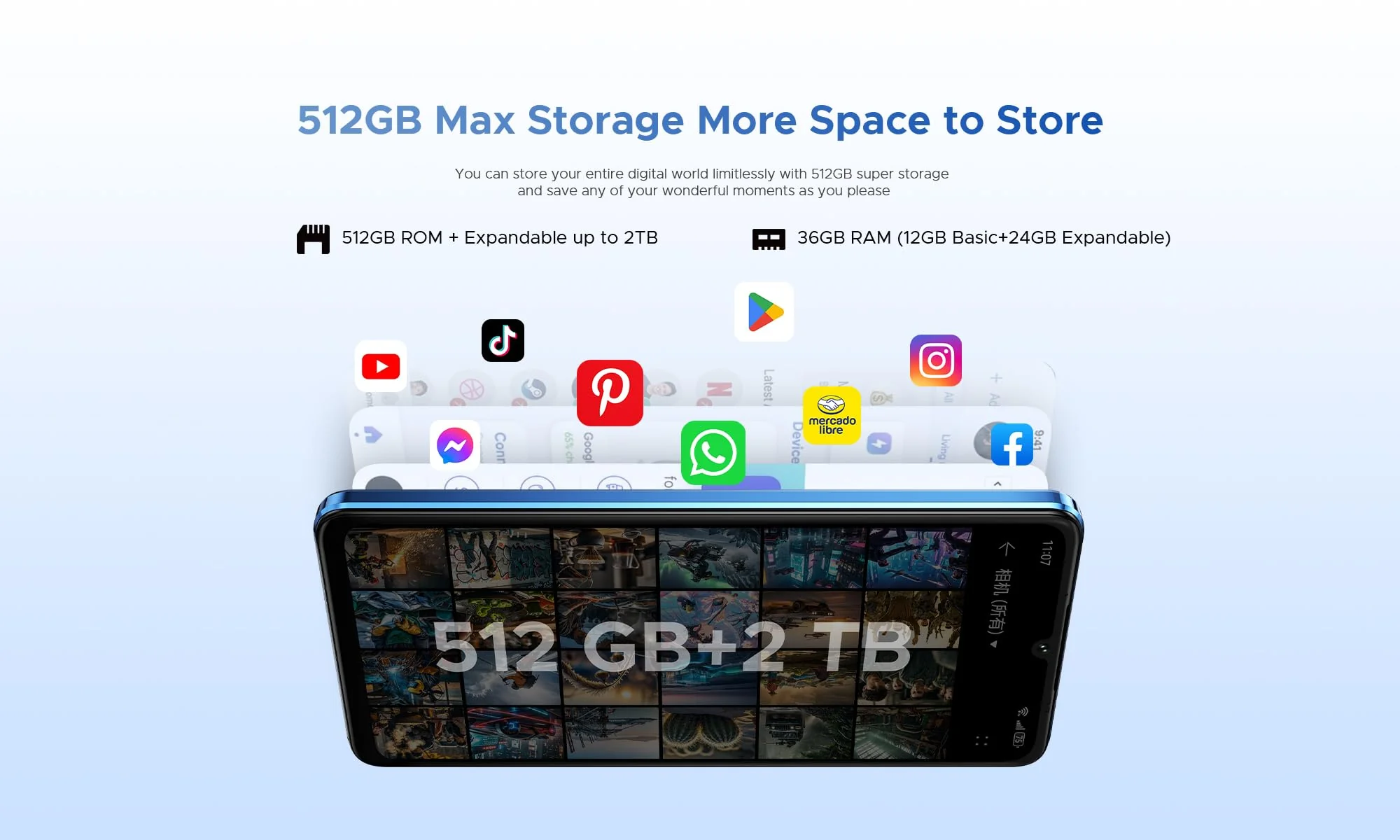 DOOGEE Note 59 PRO+ 5G Smartphone Ohne Vertrag, 36GB+512GB, 6,75" 120Hz IPS, T8200 6nm Octa-Core Android 15 Handy, 50MP+8MP Kamera, 6250mAh Akku, Dual 5G Dual SIM, Widevine L1, GPS NFC Blau - Image 8