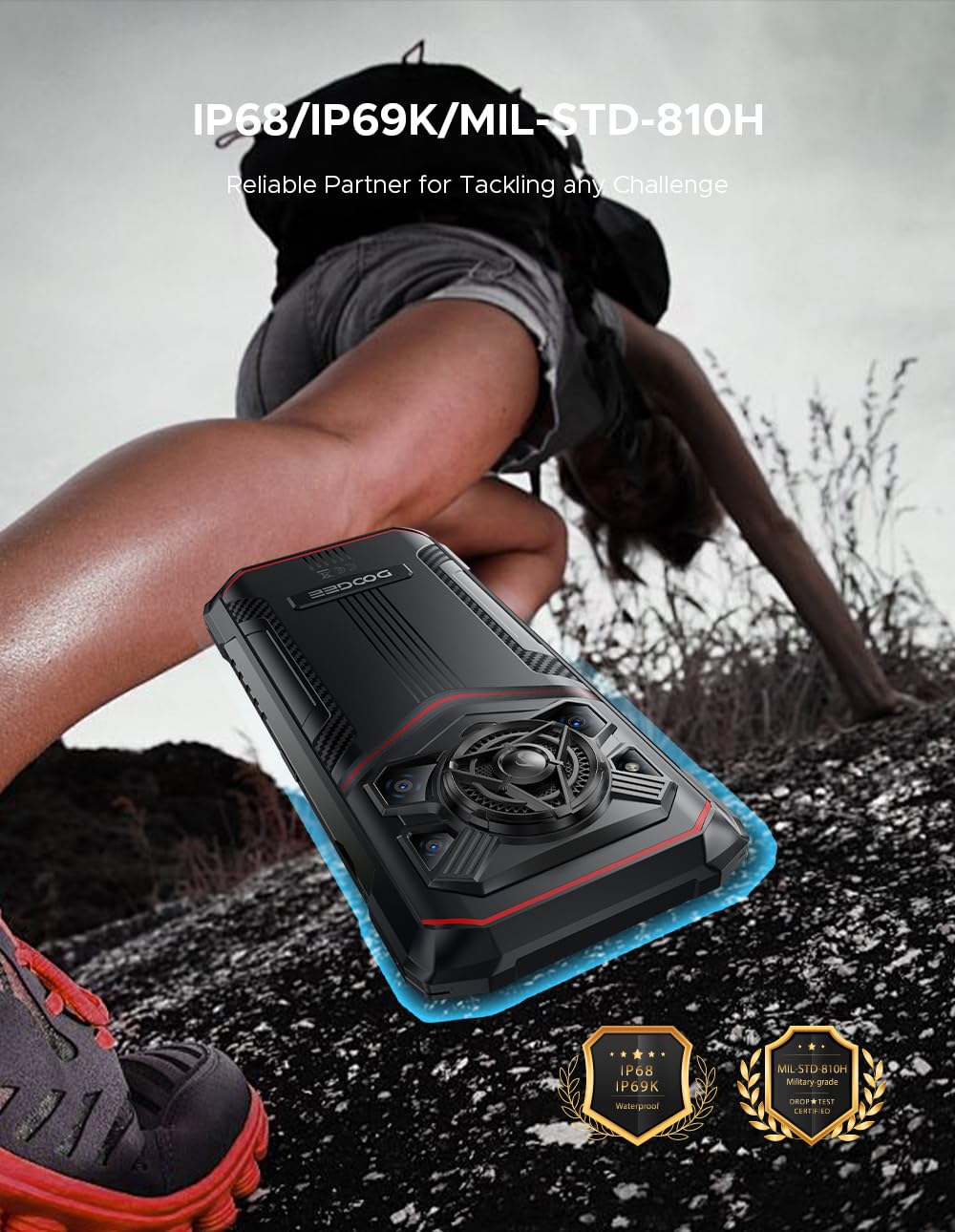 DOOGEE Outdoor Smartphone Blade 20 Pro, 24GB+256GB, 125dB Lautsprecher(3,5W), 11800mAh Akku&15,8mm Schlank, 50MP+20MP Nachtsicht, Android 15 Gemini KI, 6,6" HD+, 3 Kartensteckplätze, GPS NFC Rot - Image 3