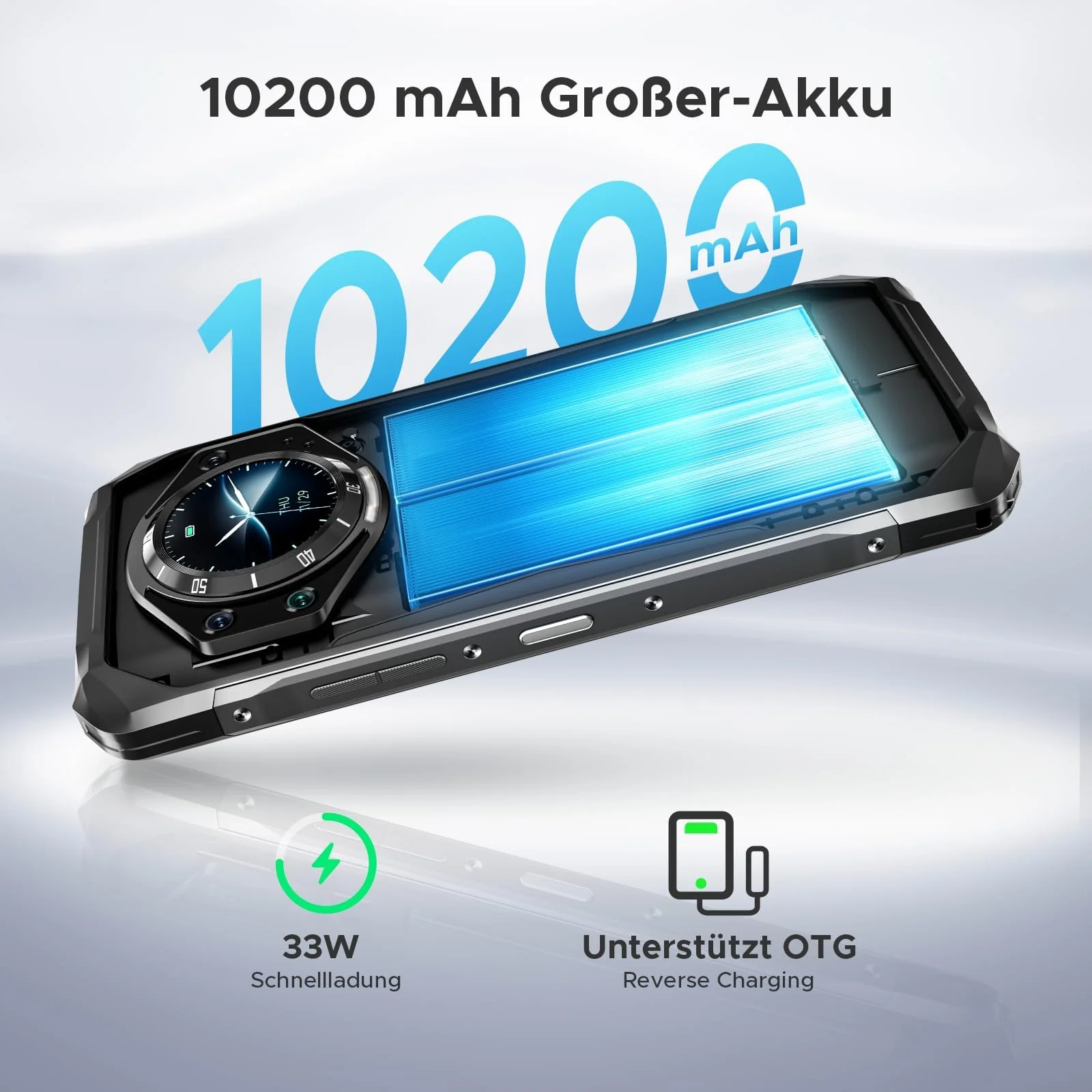 DOOGEE S119 Outdoor Handy Ohne Vertrag -1.32" Rear Screen, 512GB+24GB Outdoor Smartphone, 10200mAh/33W, 6.72" Baustellenhandy, 100MP Kamera Outdoor Handy, IP68/3 Card Slot/NFC/Face ID - Image 6