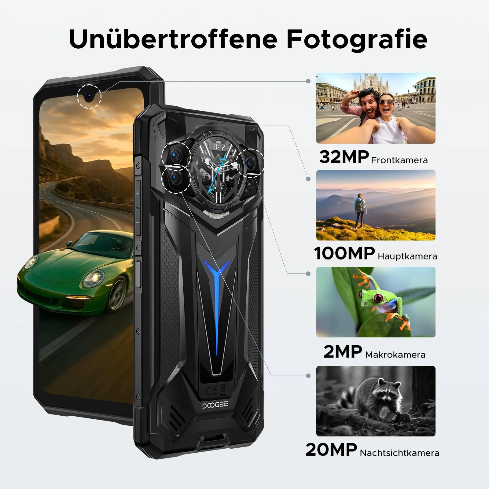 DOOGEE S200 Ultra Android 15 Outdoor Handy Ohne Vertrag 5G Outdoor Smartphone 48GB RAM+1TB ROM 1.32" AMOLED Heckdisplay 11000mAh/66W 6.72” FHD+ 120Hz, 100MP+32MP, Fingerabdruck/NFC/LED Lichteffekt - Image 4