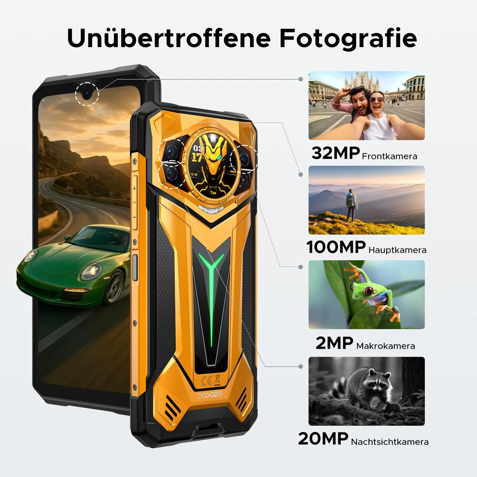 DOOGEE S200 Ultra Android 15 Outdoor Handy Ohne Vertrag 5G Outdoor Smartphone 48GB RAM+1TB ROM 1.32" AMOLED Heckdisplay 11000mAh/66W 6.72” FHD+ 120Hz, 100MP+32MP, Fingerabdruck/NFC/LED Lichteffekt - Image 4