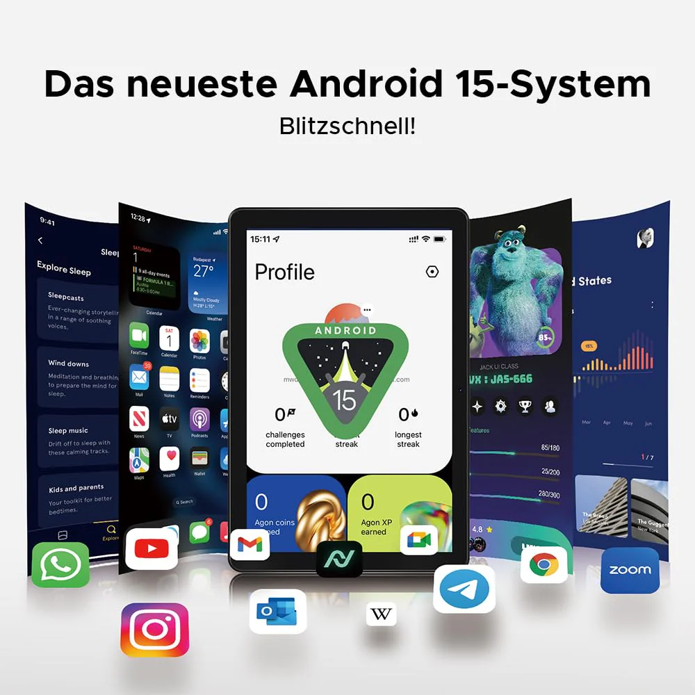 DOOGEE T10W Android 15 Tablet 10 Zoll 16GB RAM +128GB ROM (2TB TF) 2025 Neueste Tablet mit SIM Card Slot, 8000mAh Gaming Tablets Android 4G LTE/5G WiFi, Dual Kamera, BT5.0/ OTG/Face ID/USB Type C - Image 10
