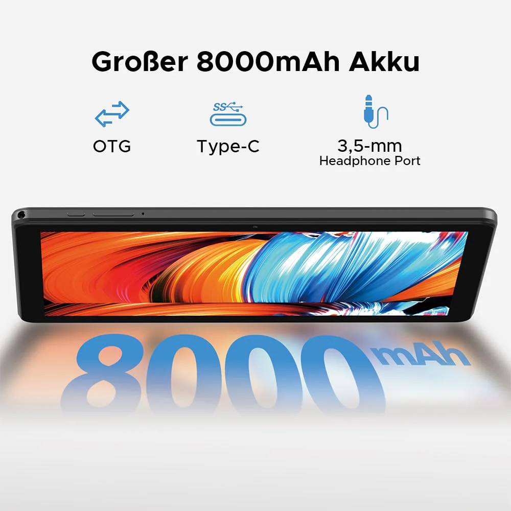 DOOGEE T10W Android 15 Tablet 10 Zoll 16GB RAM +128GB ROM (2TB TF) 2025 Neueste Tablet mit SIM Card Slot, 8000mAh Gaming Tablets Android 4G LTE/5G WiFi, Dual Kamera, BT5.0/ OTG/Face ID/USB Type C - Image 8