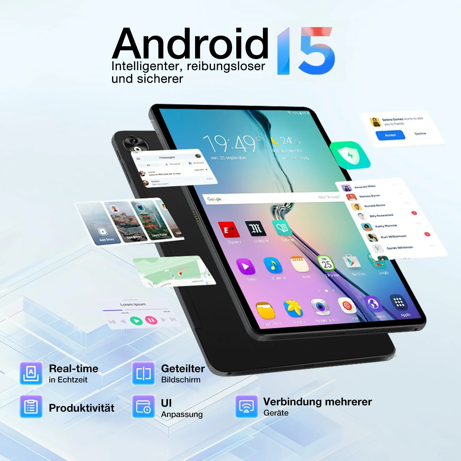 DOOGEE T40 PRO Android 15 Tablet 12 Zoll – 2025 Neues Tablet mit Tastatur/Stift/Maus/Hülle, Helio G99, 10800 mAh, 20(8+12) GB RAM +512GB ROM(2TB TF), 2.4K Display, 16MP, 4G LTE, Dual SIM, Octa-Core - Image 4