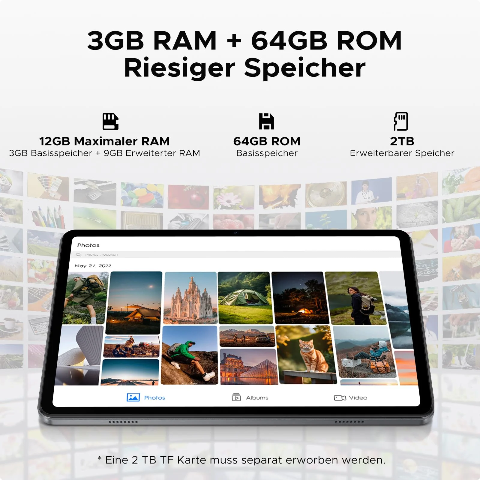 DOOGEE Tab A9 Tablet 10 Zoll Android 15, Tablet mit Tastatur/Stift/Maus/Hülle, 12GB RAM+64GB ROM(TF 2TB), 6580mAh, Unisoc T310, Dual Speaker, 5G WiFi, HD IPS Display, 8MP, GMS, BT5.0, 3.5mm, Face ID - Image 7