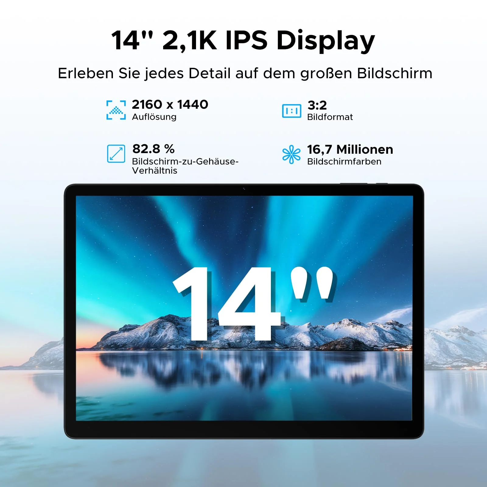 DOOGEE Tab E3 Max Android 15 Tablet 14 Zoll Gemini AI 13500mAh Großer Helio G100 Octa Core 32GB RAM+256GB ROM (2TB TF) 2.1K (2160 * 1440) Display Gaming Tablet, 16MP+8MP 4G LTE/5G WLAN/GPS/GMS,Gray - Image 13