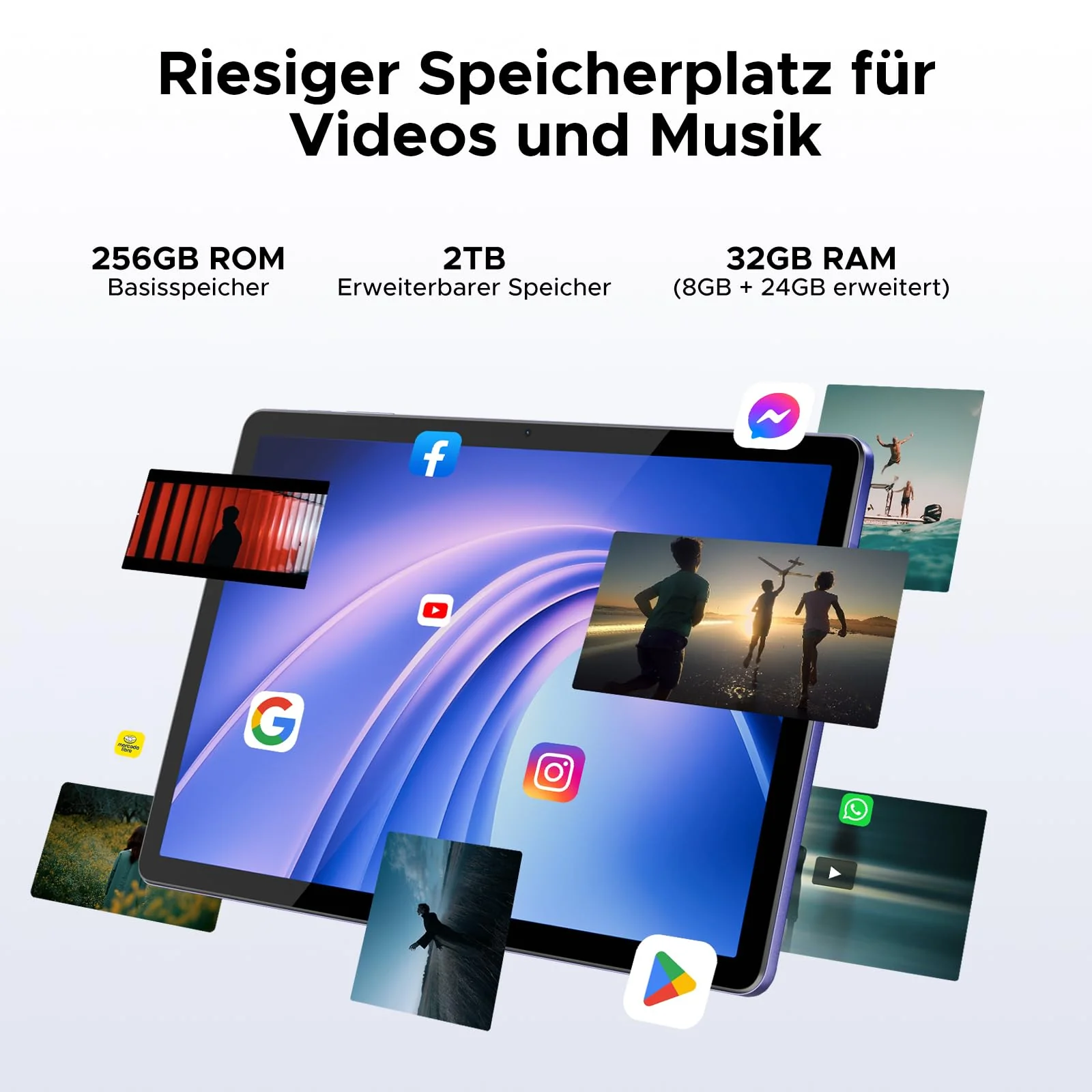 DOOGEE TAB G6+ Android 15 Tablet 11 Zoll, FHD+, 32GB RAM + 256GB ROM, 8000mAh Akku, Gemini AI, 4G LTE, Unisoc T7280 Octa-Core, Widevine L1, Tablet mit Tastatur/Stift/SIM Card Slot/Maus/Hülle - Image 5
