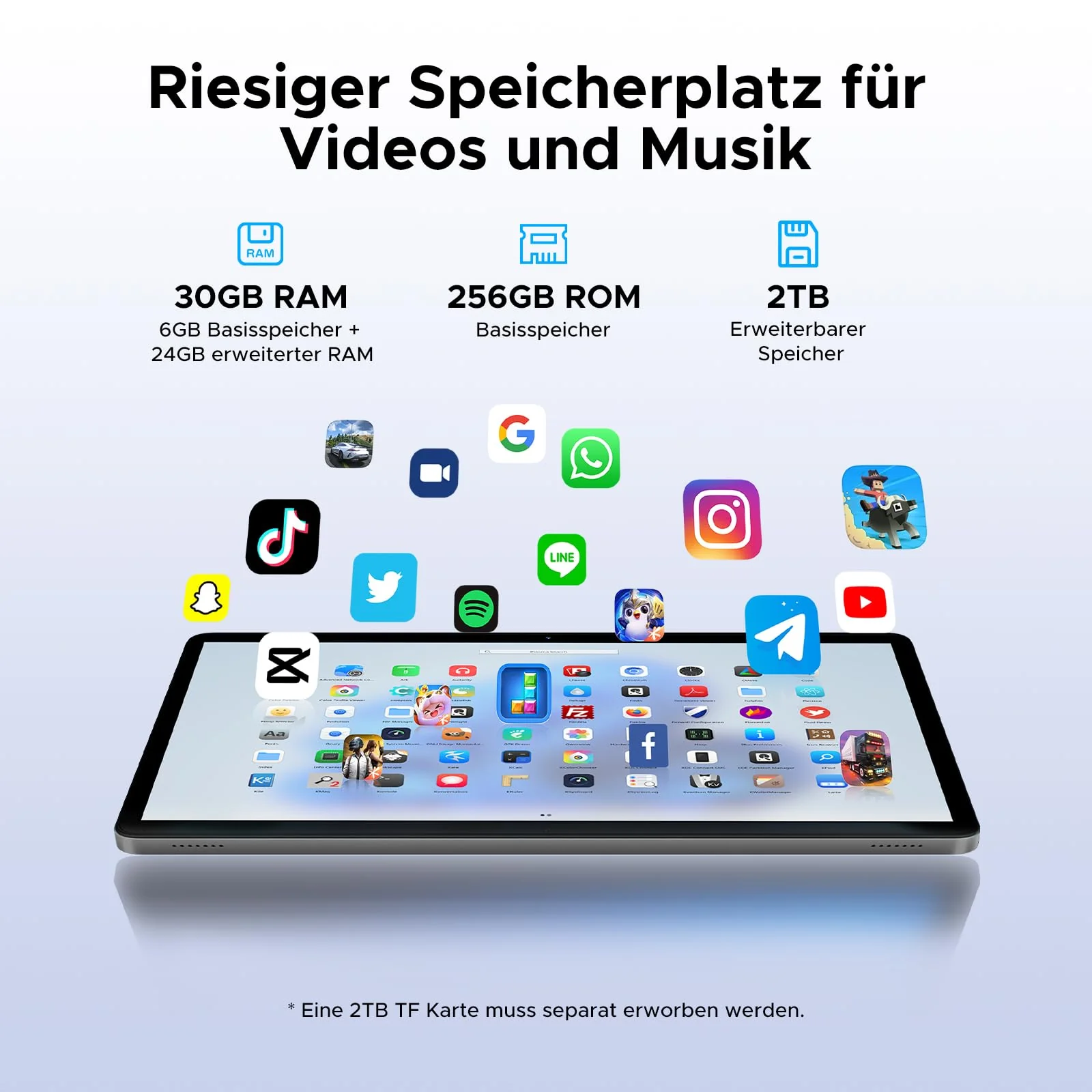 DOOGEE Tab G6 Android 16 Tablet 11 Zoll, 30GB RAM + 256GB ROM Tablet mit SIM Card Slot, 90Hz Display, Unisoc T7250 8000mAh Akku Tablets PC, Widevine L1, 13MP, 4G LTE, 3,5mm Audio/5G WiFi/Face ID/GPS - Image 7