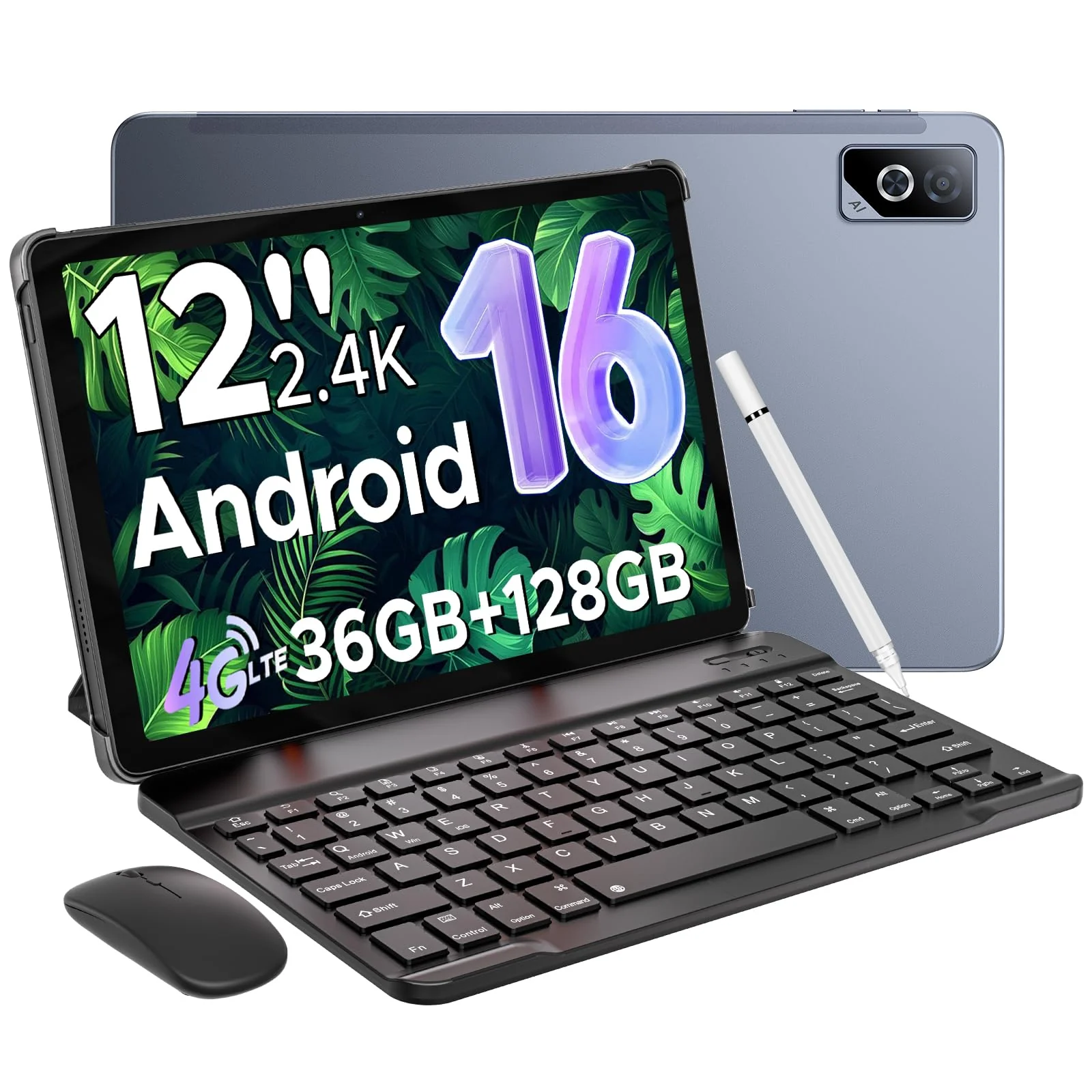 DOOGEE Tab G6 Pro Android 16 Tablet 12 Zoll 2.4K 90Hz Gemini AI, Helio G100 Octa-Core Tablet Mit Tastatur und Stift, 36GB+128GB/2TB Tablets mit Stift, 9000mAh/18W, 13MP+8MP/4G LTE/5G WiFi/Face ID/OTG