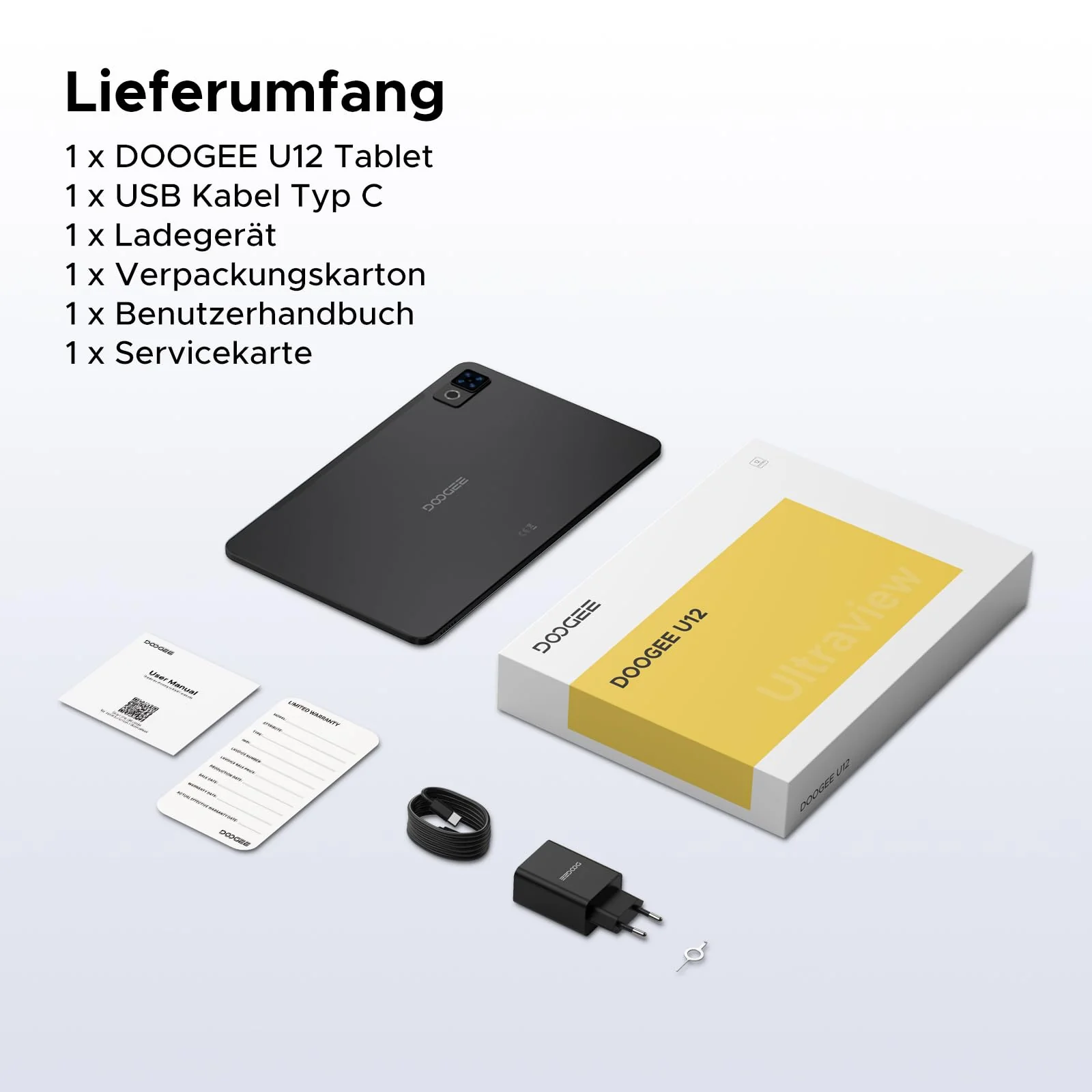 DOOGEE U12 Android 16 Tablet 12 Zoll, 9000mAh, 90Hz Display, Gemini AI, UNISOC T7255 Octa Core Tablet PC, 24GB RAM+128GB ROM (2TB), 13MP+8MP, 7,8mm Ultradünn, WiFi 5/Widevine L1/ GPS/Face ID/OTG/FM - Image 2