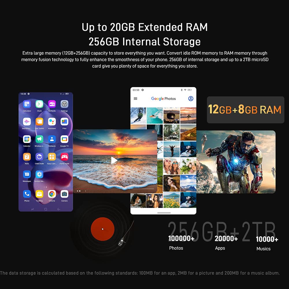 DOOGEE VMAX (2023) 5G Smartphone ohne Vertrag, 22000mAh Akku, 20GB + 256GB, Dimensity 1080 Octa Core, 108MP Kamera (20MP Infrarot) + 16MP + 32MP, Android 12 6.58 Zoll Simlockfreie Handys Schwarz - Image 5