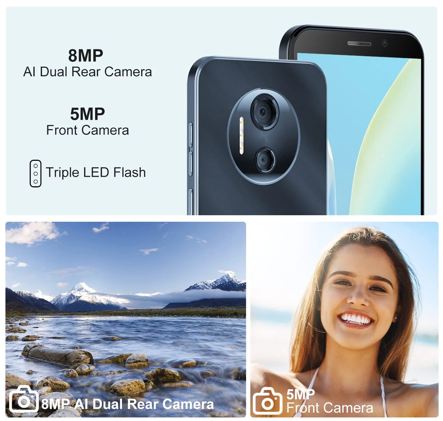 DOOGEE X97 Smartphone ohne Vertrag Günstig 4G Android 12 Handy, 6.0 Zoll HD+ Display, 3GB+16GB (256 GB Erweiterbar) 2.0 GHz Processor, 4200mAh, 8MP+5MP Kamera 2022 Face ID GPS Dual SIM Handys Schwarz - Image 2