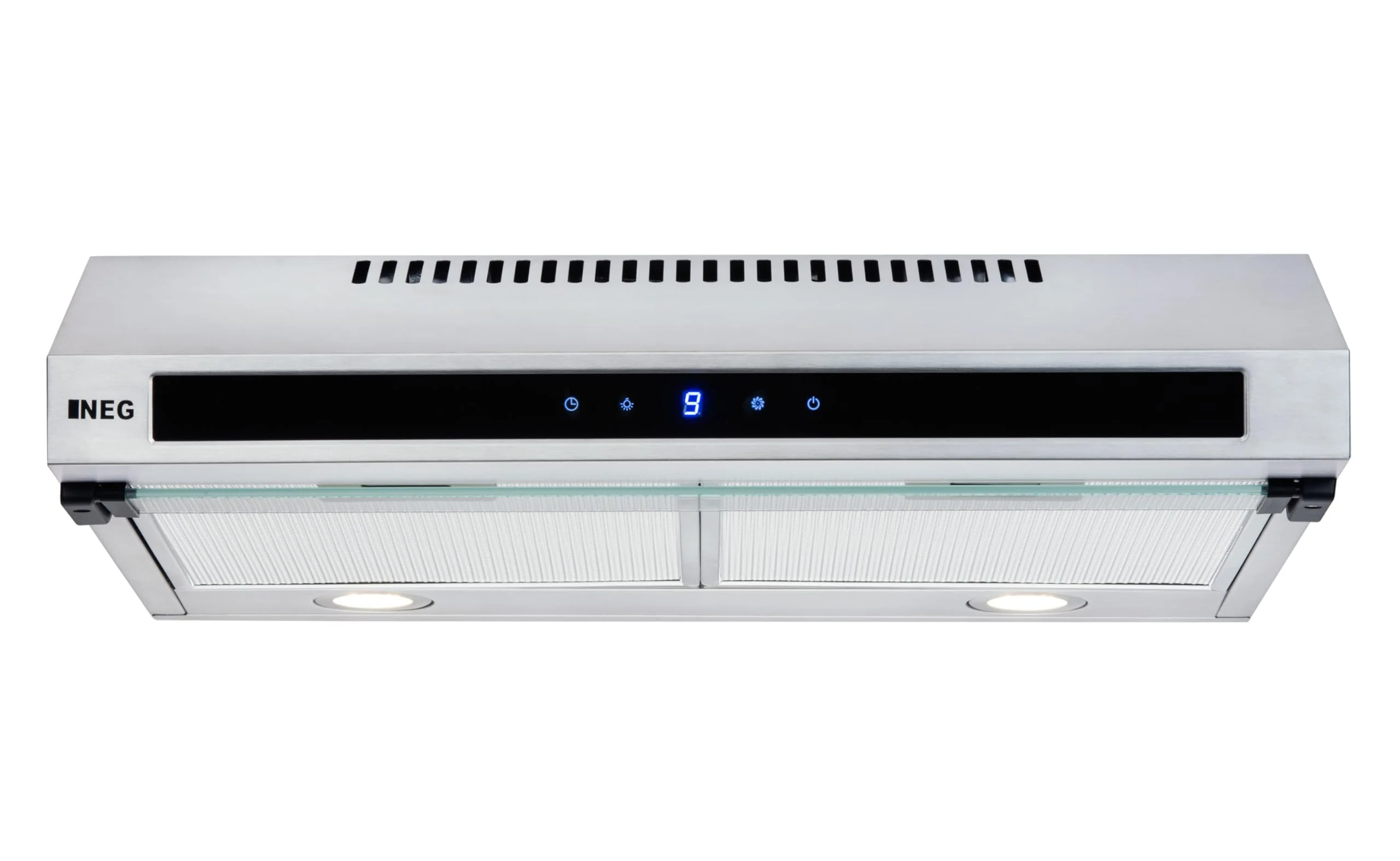 Doppelmotor Design Unterbau-Dunstabzugshaube NEG15-TDLS+ (Edelstahl, silber), Glas-Front mit Sensor Touch, 384 m³/h Umwälzleistung, Nachlauffunktion, Abluft und Umluftbetrieb - Image 4