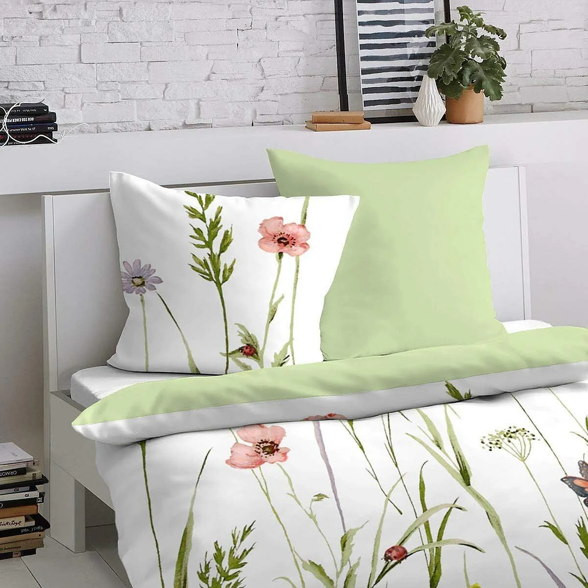 Dormisette Mako-Satin Bettwäsche Sommerwiese 1 Bettbezug 135 x 200 cm + 1 Kissenbezug 80 x 80 cm - Image 2
