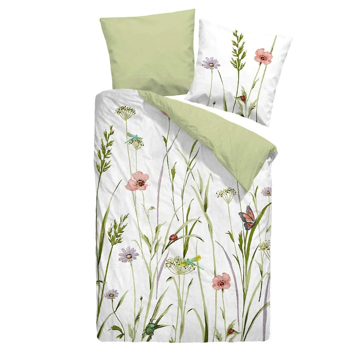 Dormisette Mako-Satin Bettwäsche Sommerwiese 1 Bettbezug 135 x 200 cm + 1 Kissenbezug 80 x 80 cm - Image 5