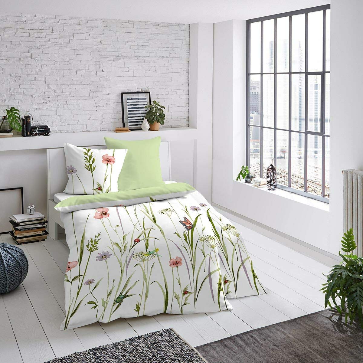 Dormisette Mako-Satin Bettwäsche Sommerwiese 1 Bettbezug 135 x 200 cm + 1 Kissenbezug 80 x 80 cm - Image 6