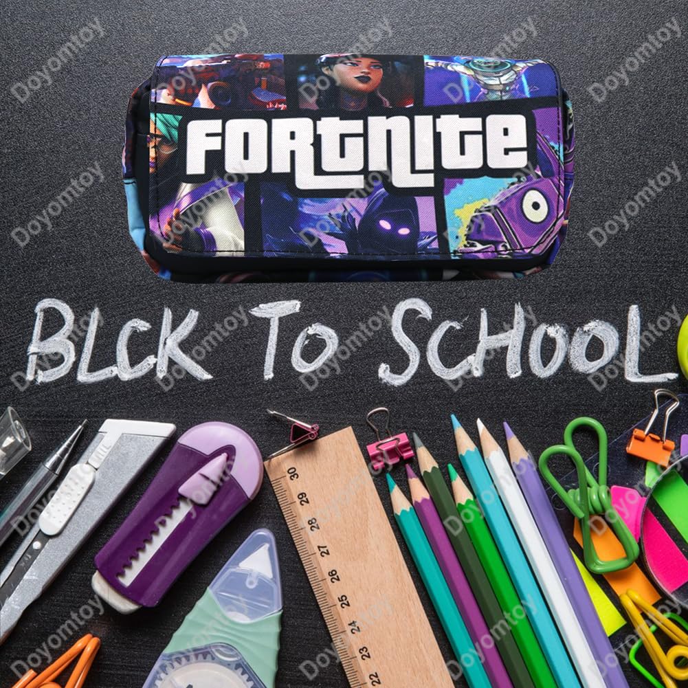 Doyomtoy Federmäppchen Spielthema, Federmäppchen Videospiel Briefpapier Pouch Doppelreißverschluss Segeltuch Federmäppchen Stifte Etui Mäppchen für Schul und Bürobedarf (D) - Image 3