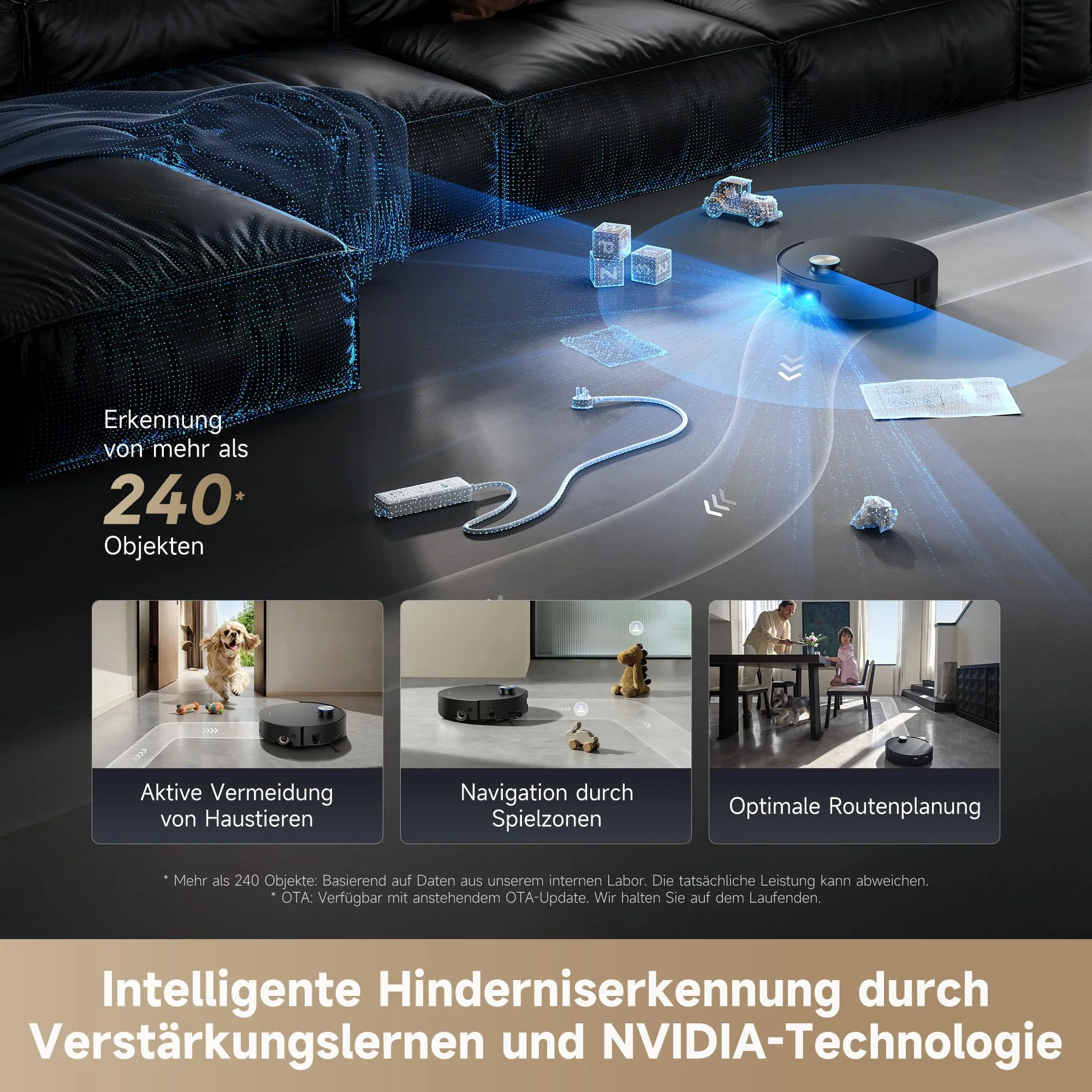 dreame Aqua10 Ultra Roller Complete Saugroboter mit Wischfunktion, 30.000Pa Saugkraft, 8 cm Hindernisfreiheit, Selbstreinigung der Rollen, automatisches Entleeren, intelligente Sprachsteuerung Schwarz - Image 7