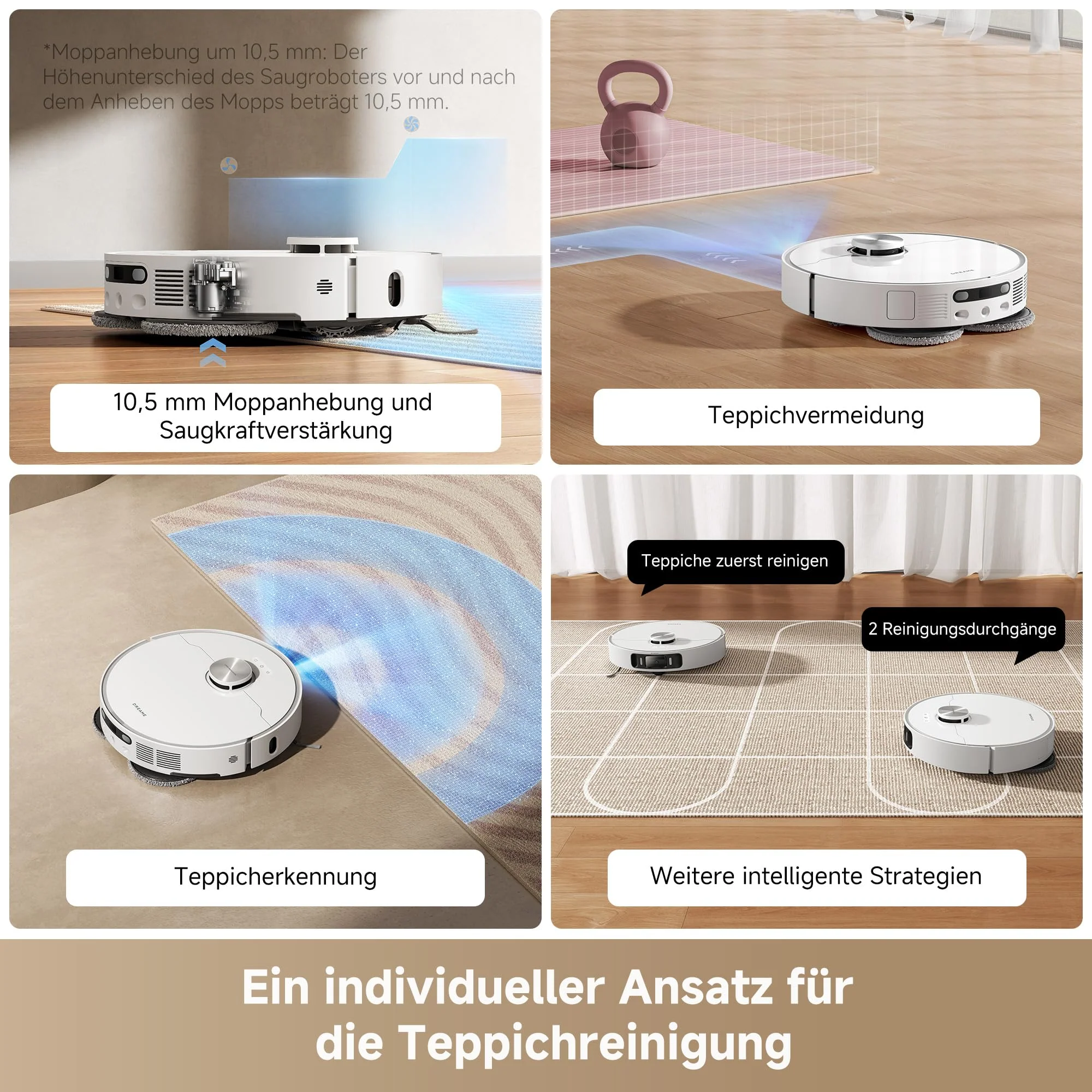 dreame L40 Ultra AE Saugroboter mit Wischfunktion, 19.000 Pa Saugkraft, viele Bürsten und EIN Flexibler Wischmopp, nassen und trockenen Schmutz,Das All-in-1-Dock entleert Staub - Image 3