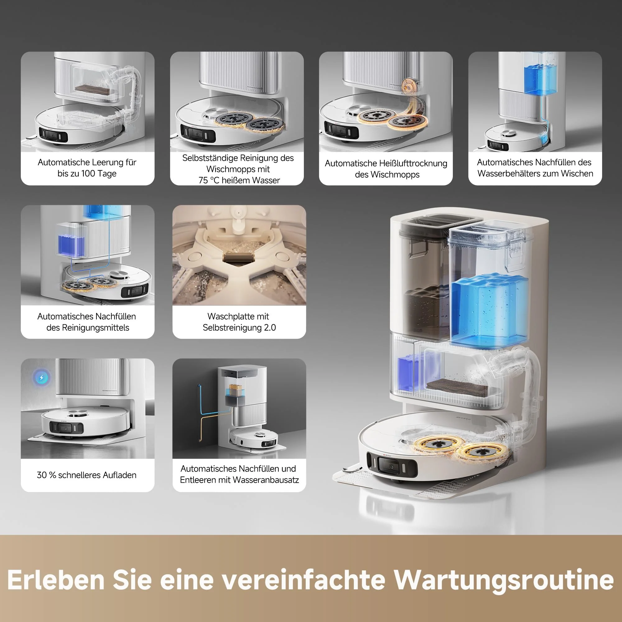dreame L40 Ultra AE Saugroboter mit Wischfunktion, 19.000 Pa Saugkraft, viele Bürsten und EIN Flexibler Wischmopp, nassen und trockenen Schmutz,Das All-in-1-Dock entleert Staub - Image 6