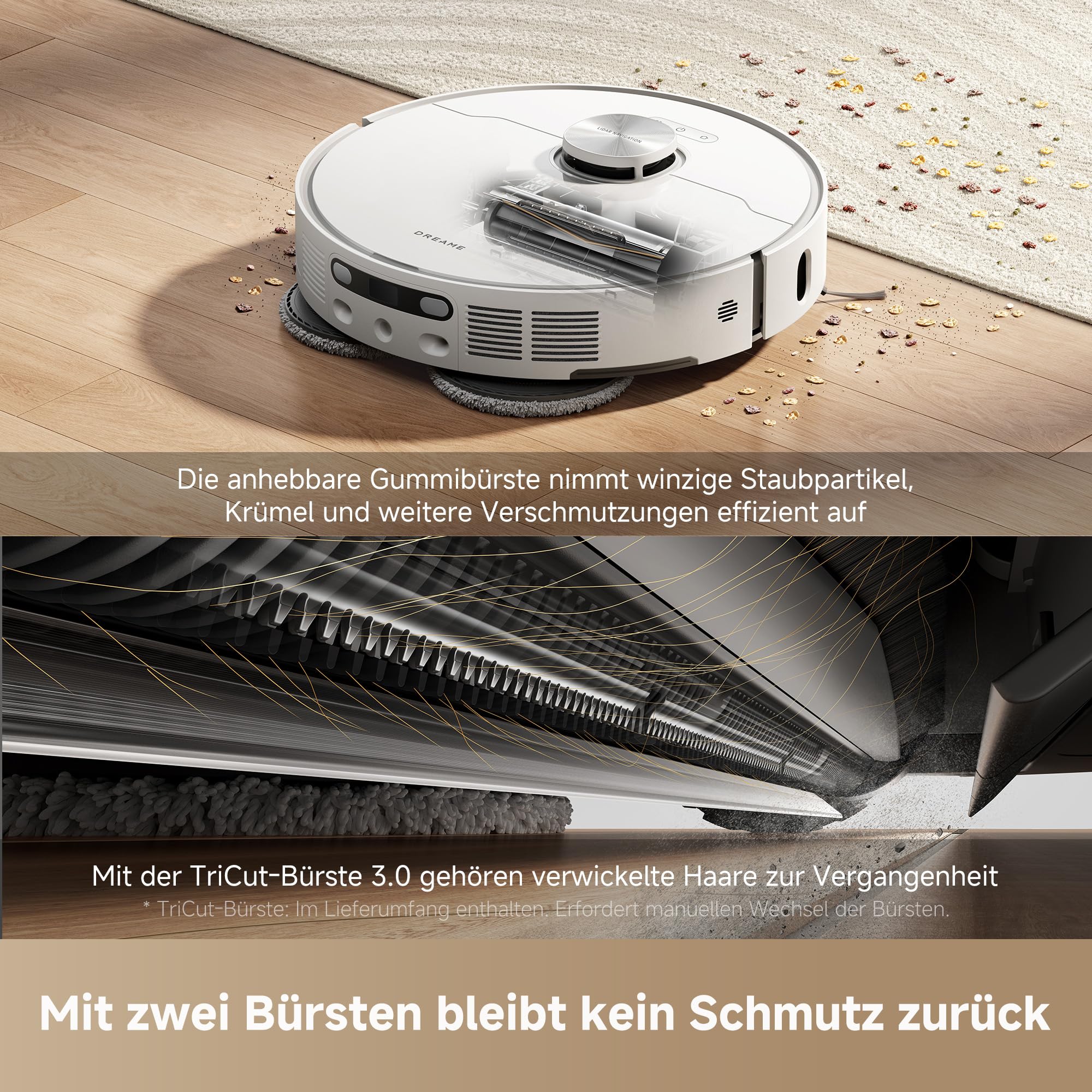 dreame L40 Ultra AE Saugroboter mit Wischfunktion, 19.000 Pa Saugkraft, viele Bürsten und EIN Flexibler Wischmopp, nassen und trockenen Schmutz,Das All-in-1-Dock entleert Staub - Image 8