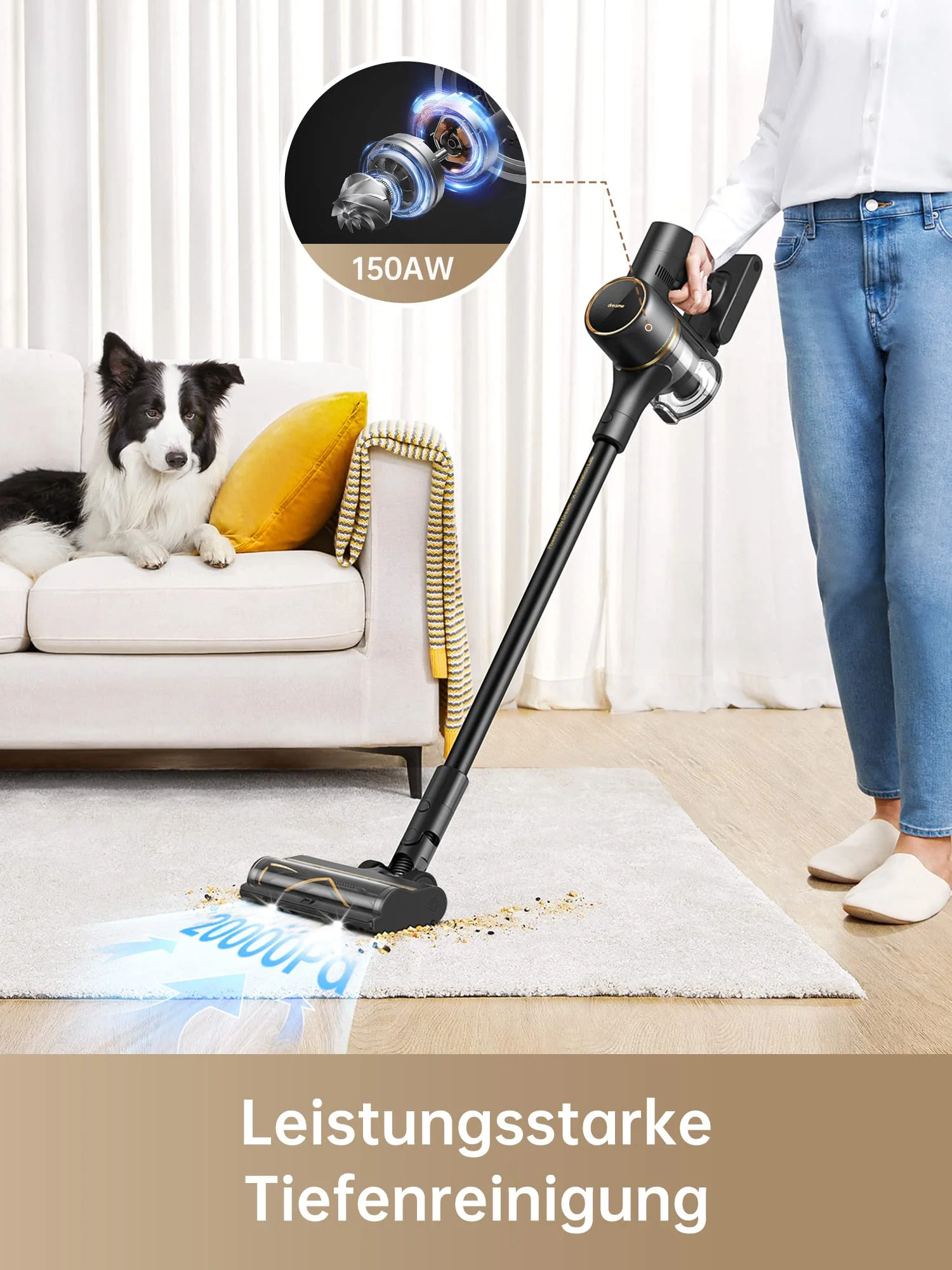 dreame R10 Pro Kabelloser Staubsauger, 150AW Starke Saugleistung, 65 Min. Laufzeit, Mehrflächenbürste, LED-Lichter, Ideal für Haus- und Autoreinigung, Leicht & Vielseitig - Image 6