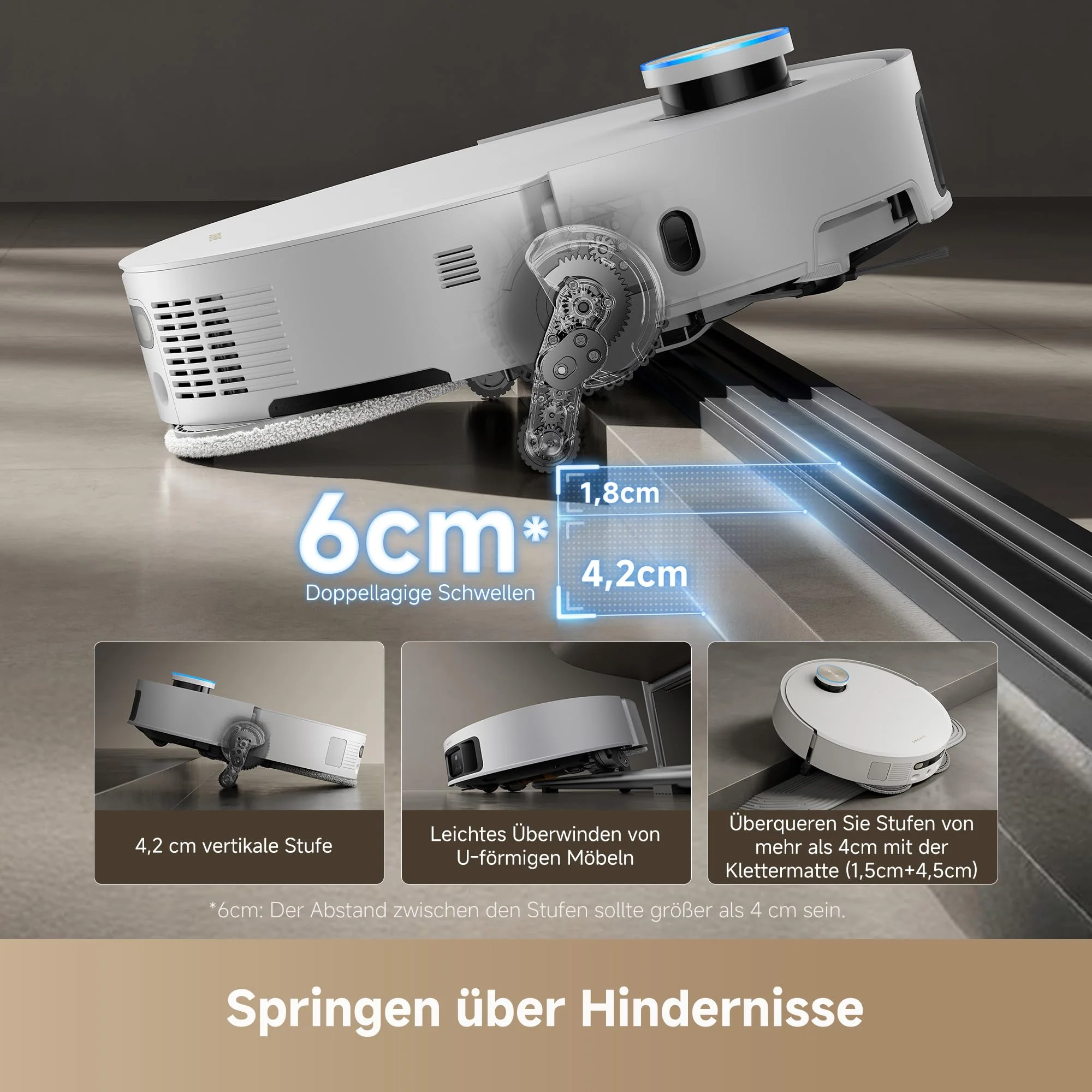 dreame X50 Ultra Complete Saugroboter mit Wischfunktion,20.000Pa Saugkraft,6 cm Hindernisfreiheit, mit Wischfunktion&Hebarem Wischmopp,KI-Hindernisvermeidung und 360° Navigation - Image 11