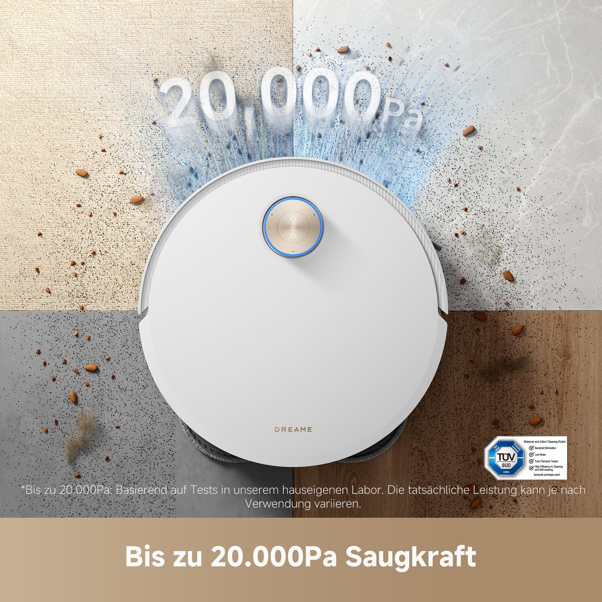 DREAME X50 Ultra Complete Saugroboter mit Wischfunktion,20.000Pa Saugkraft,6 cm Hindernisfreiheit, mit Wischfunktion&Hebarem Wischmopp,KI-Hindernisvermeidung und 360° Navigation - Image 10