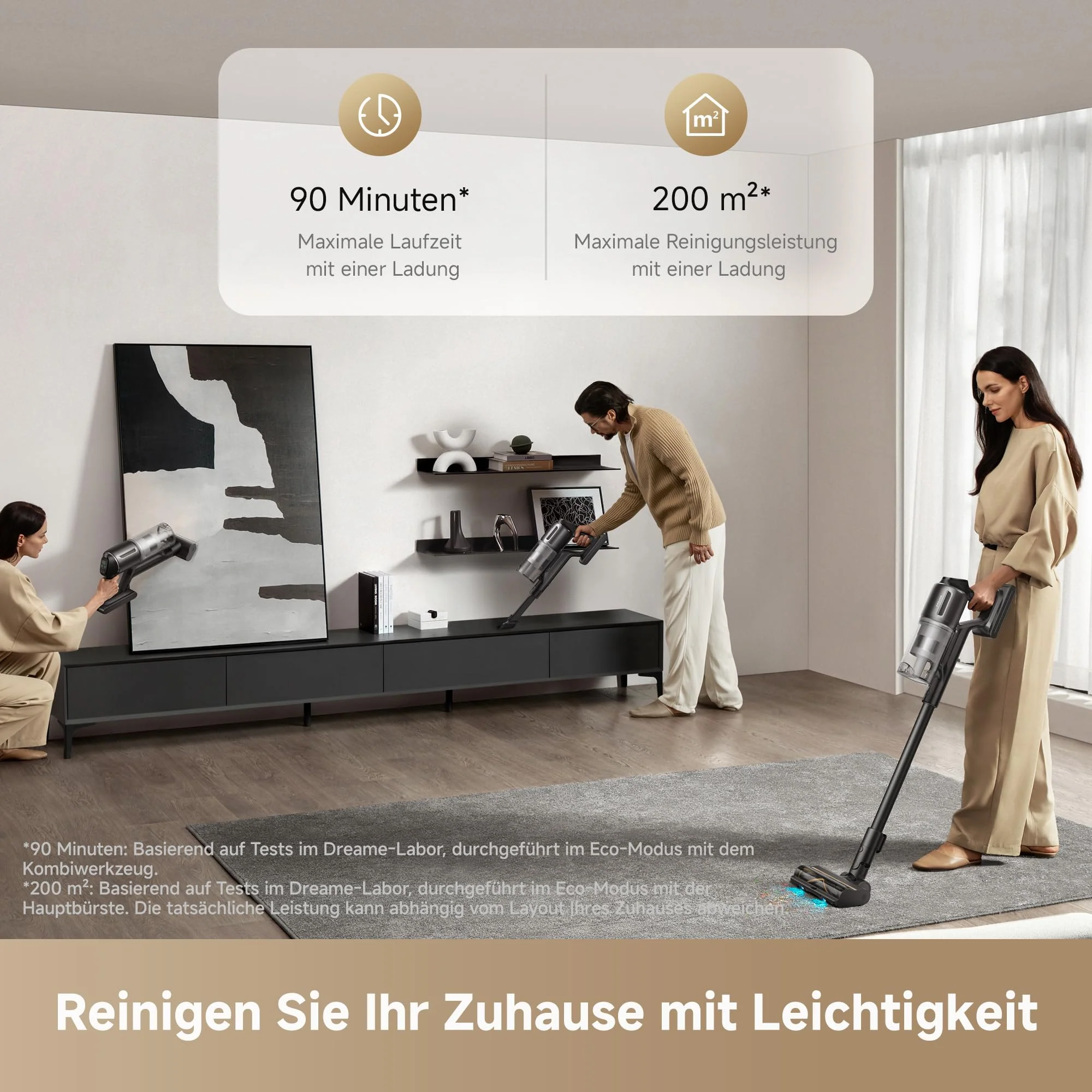 dreame Z10 Akku-Stabstaubsauger, 24,000PA / 210AW, 90min Laufzeit, H14-HEPA, 99,99%, Staubsicht-Tech, verhedderungsfrei für alle Böden, Auto-Erkennung & Saugkraft-Anpassung - Image 4