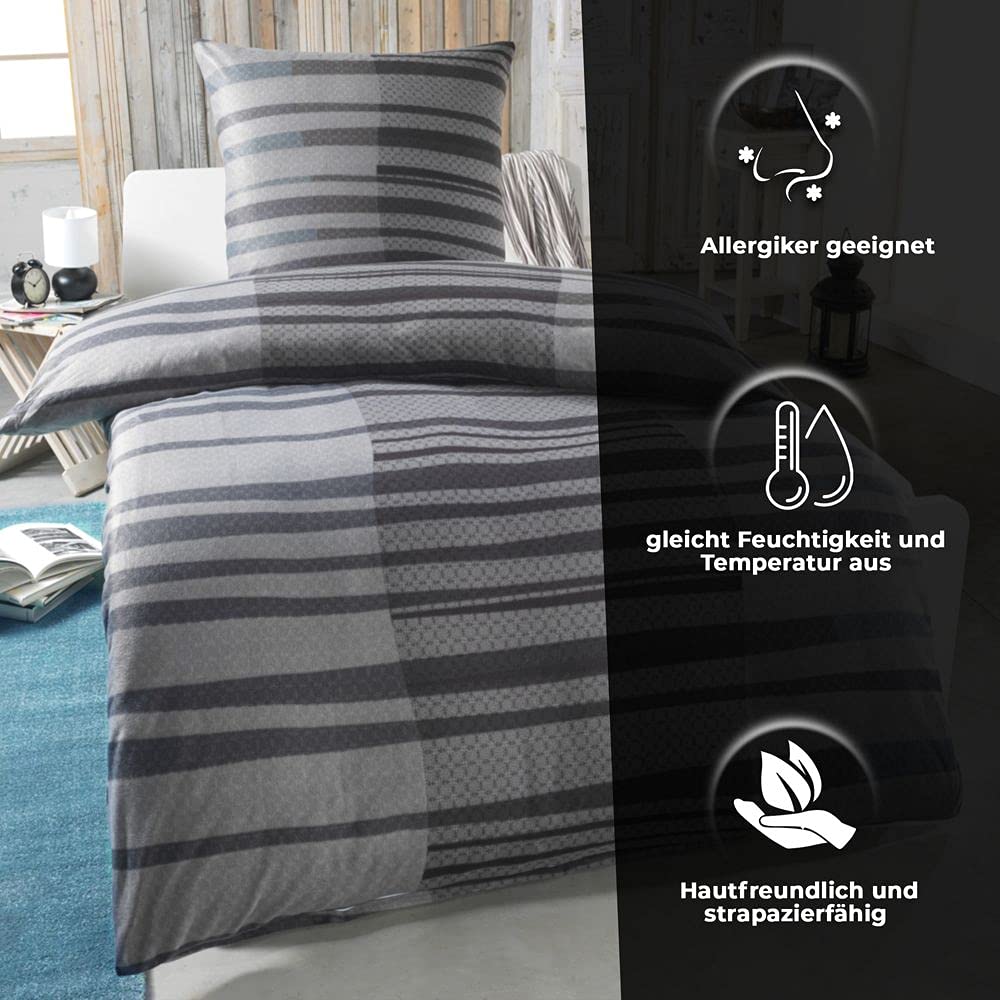 DreamHome Warme Winter Microfaser Thermo Fleece Bettwäsche 135x200 155x220 200x200 Moderne, Größe:155 x 220 cm, Design - Motiv:Design 3 - Image 2