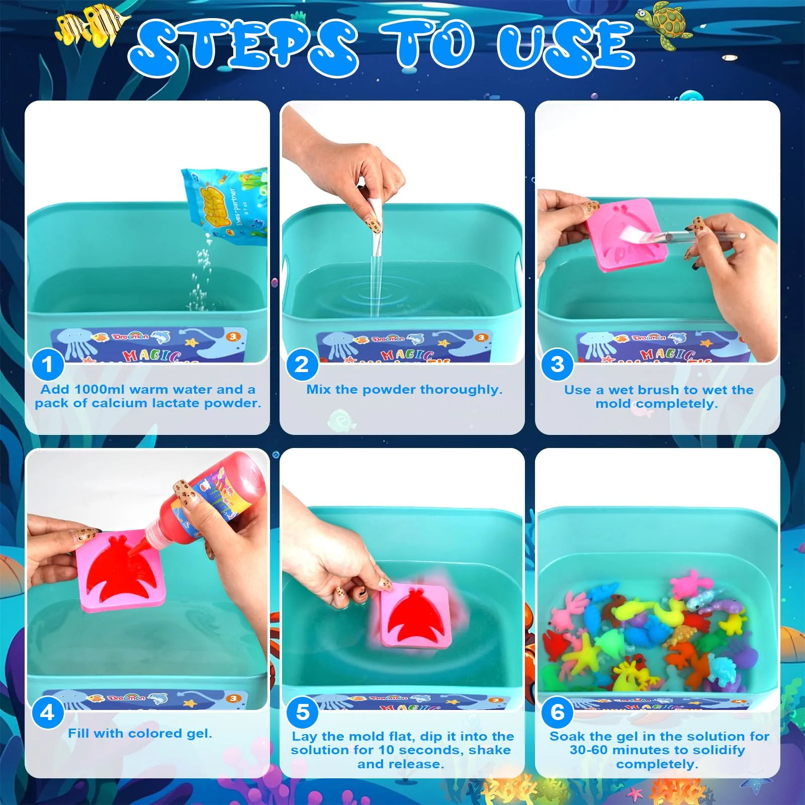 Dreamon Magic Water Gel Toy Kit, DIY 3D Magisches Wassergel-Spielzeug, Aqua Gelz Set mit 22 Farben & 16 Formen, Kreatives Spielzeug Geschenk für Kinder ab 3+, Jungen und Mädchen - Image 4