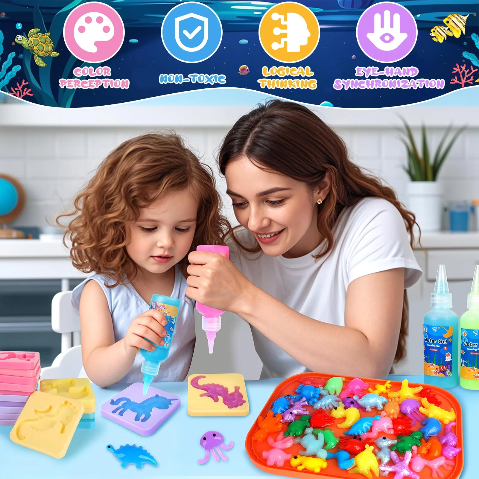 Dreamon Magic Water Gel Toy Kit, DIY 3D Magisches Wassergel-Spielzeug, Aqua Gelz Set mit 22 Farben & 16 Formen, Kreatives Spielzeug Geschenk für Kinder ab 3+, Jungen und Mädchen - Image 5