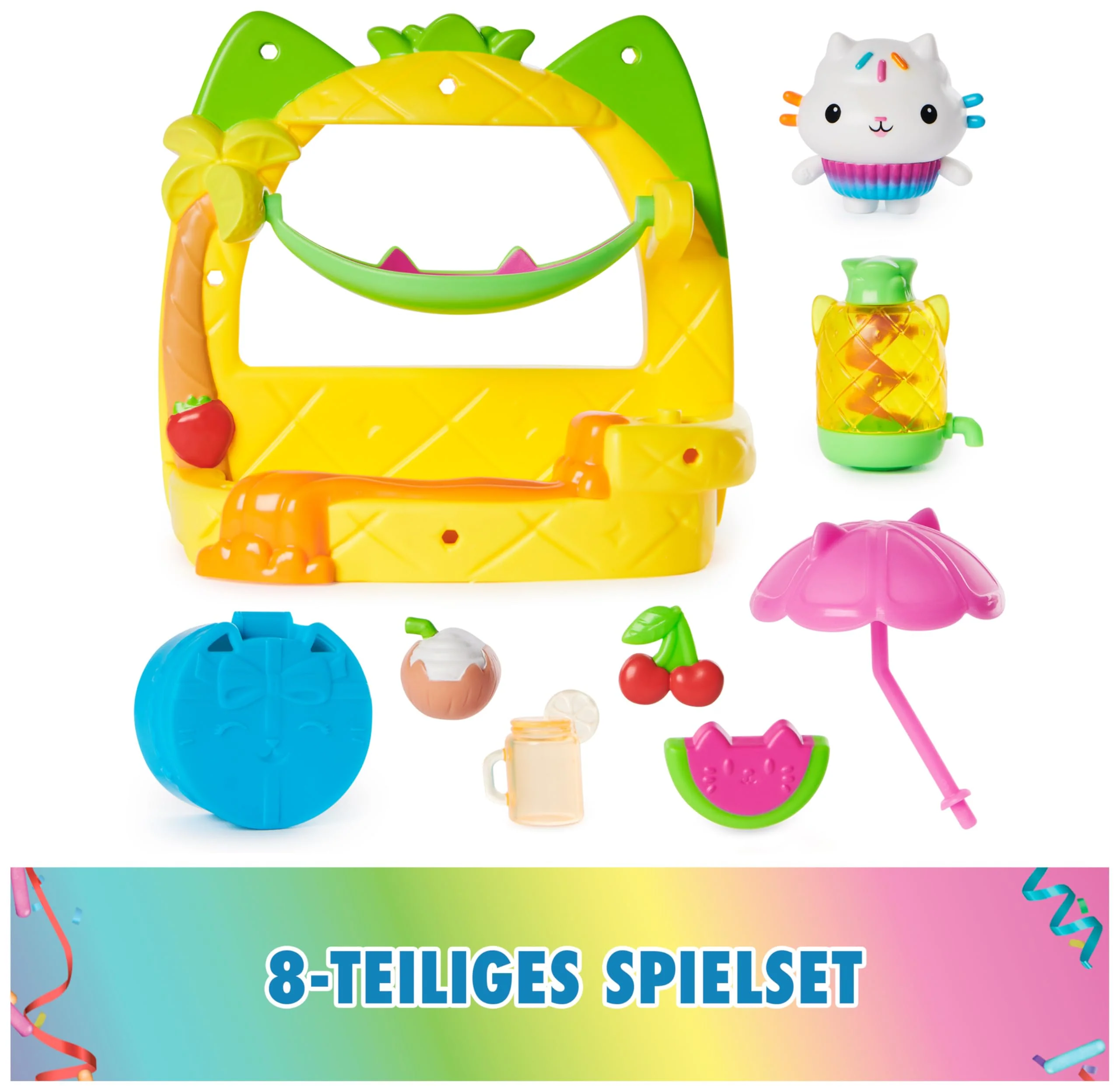 DREAMWORKS GABBY'S DOLLHOUSE - Balkon-Spielset Kuchis Saftbar, 8-teiliges Set mit Katzenfigur und Puppenhaus Zubehörteilen, ab 3 Jahren - Image 10