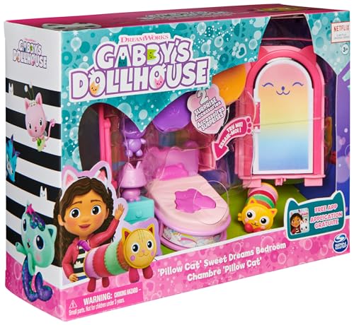 DREAMWORKS GABBY'S DOLLHOUSE - Deluxe Raum, Sweet Dreams, Schlafzimmer mit Kuschelkatze (engl. Pillow Cat), 3 Möbelstücken und 2 Überraschungsboxen mit Zubehörteilen, geeignet für Kinder ab 3 Jahren - Image 2