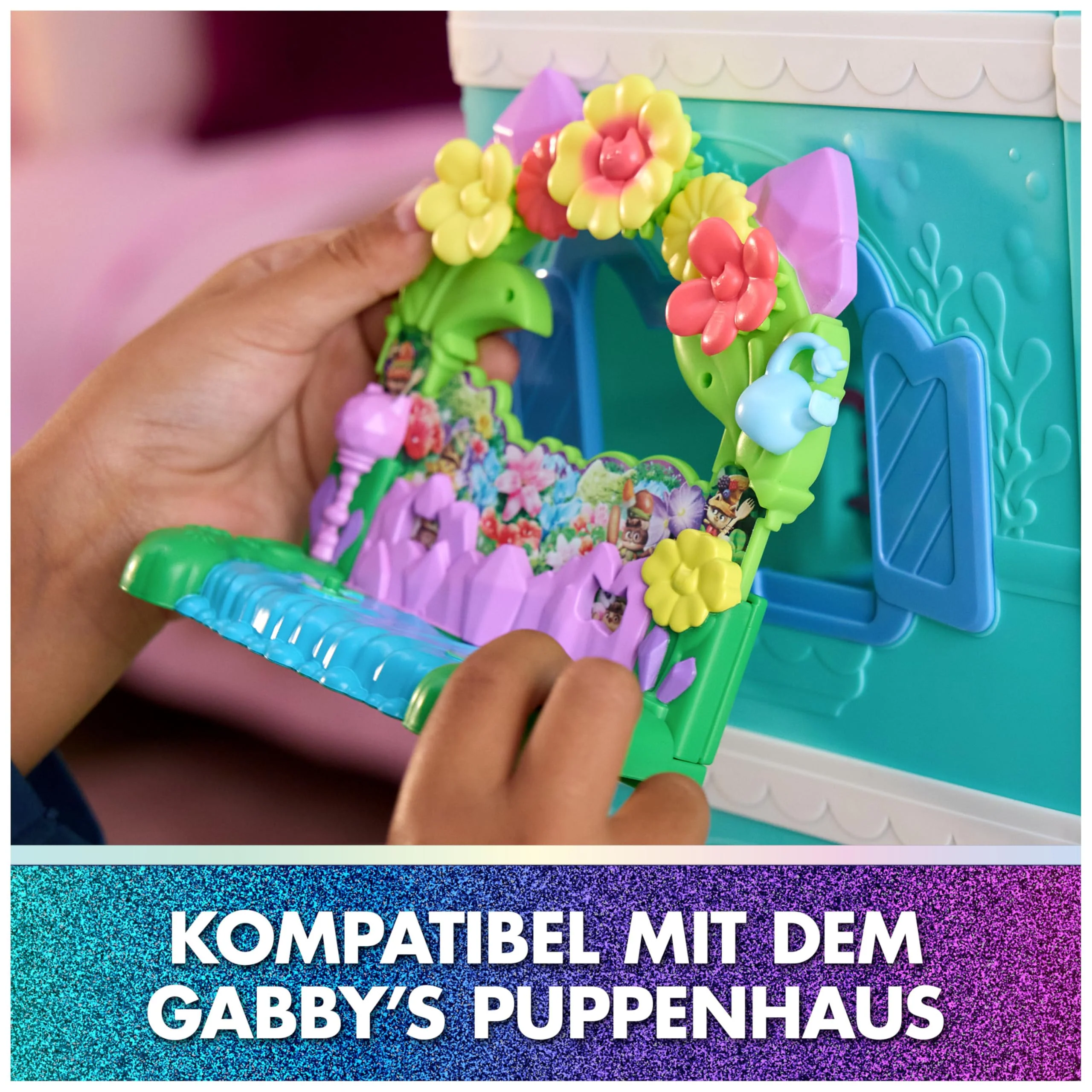 DREAMWORKS GABBY'S DOLLHOUSE: DER FILM - Queen Kitty Fees Kristall Garten Balkon, mit Spielfigur & Zubehör, für Kinder ab 3 Jahren - Image 4