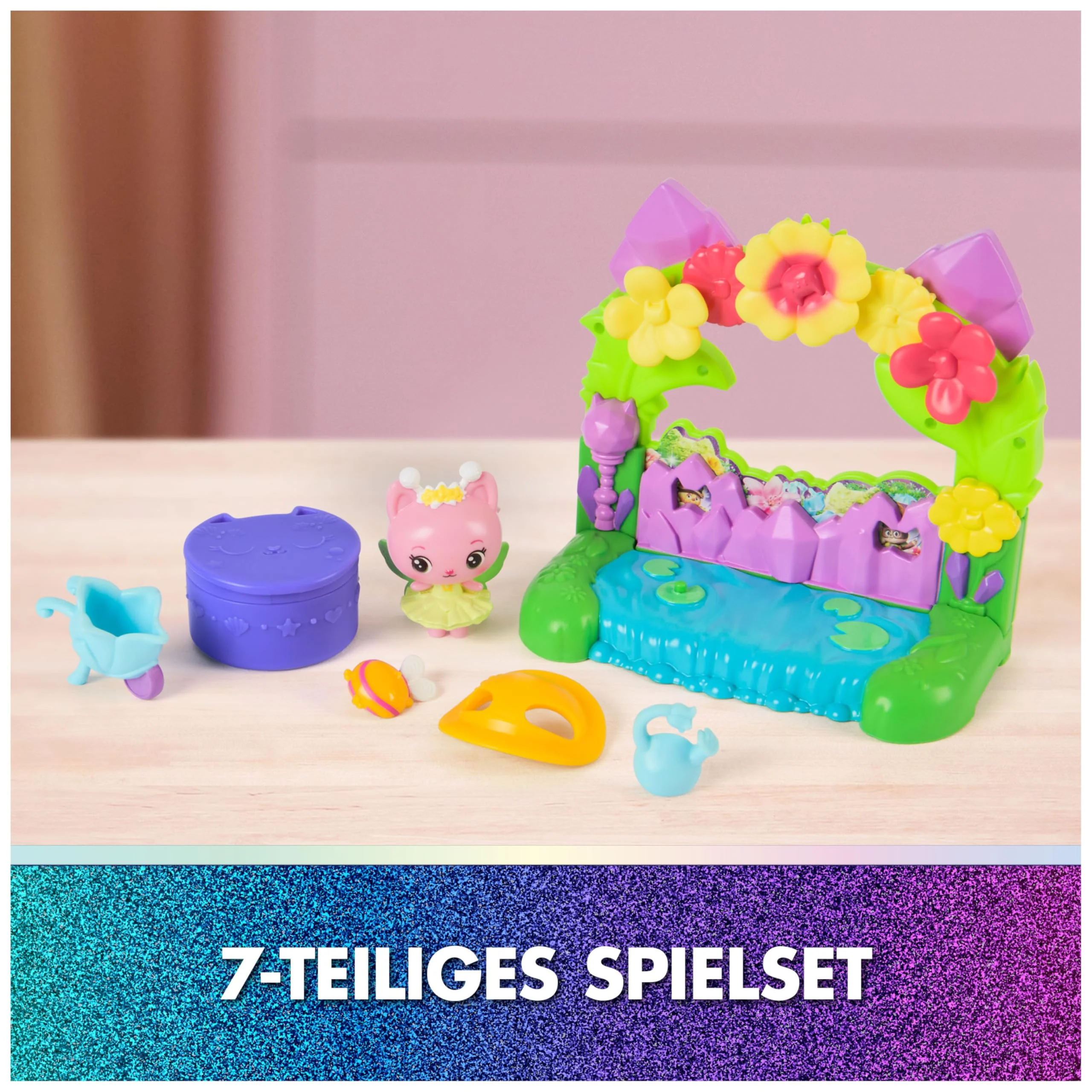 DREAMWORKS GABBY'S DOLLHOUSE: DER FILM - Queen Kitty Fees Kristall Garten Balkon, mit Spielfigur & Zubehör, für Kinder ab 3 Jahren - Image 6