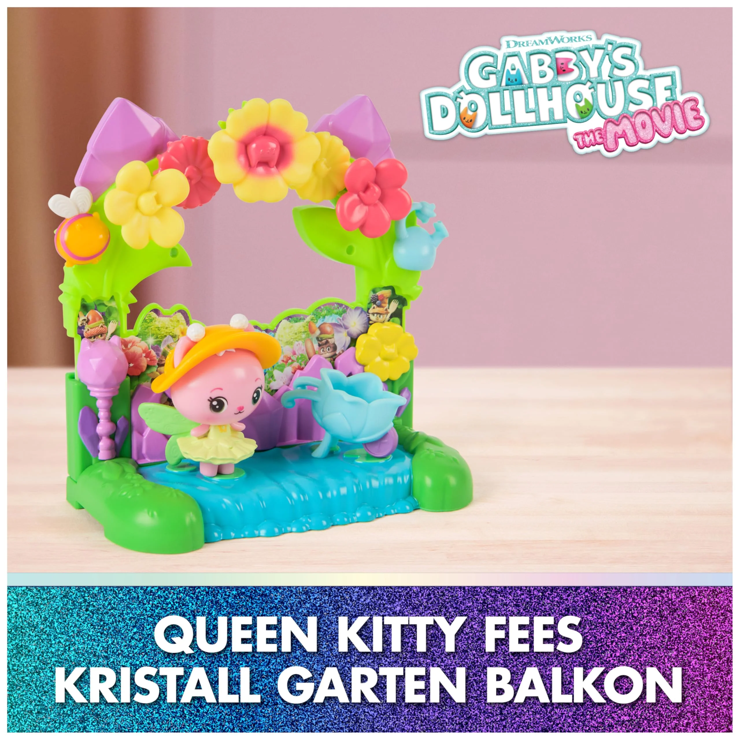 DREAMWORKS GABBY'S DOLLHOUSE: DER FILM - Queen Kitty Fees Kristall Garten Balkon, mit Spielfigur & Zubehör, für Kinder ab 3 Jahren - Image 8