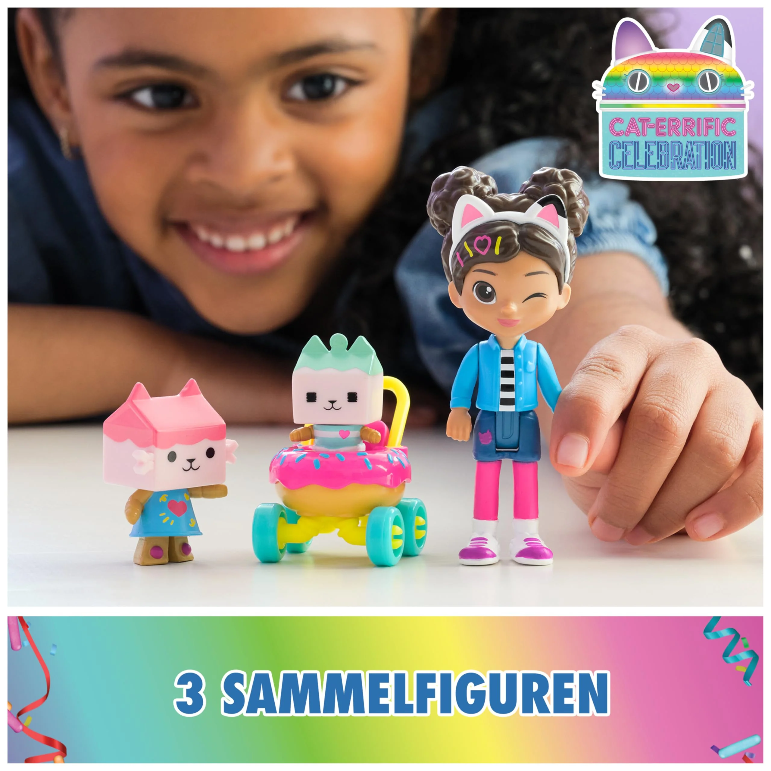 DREAMWORKS GABBY'S DOLLHOUSE - Kitty Care Figuren Set, Gabby mit 2 Katzenfiguren und Kinderwagen, ab 3 Jahren - Image 10