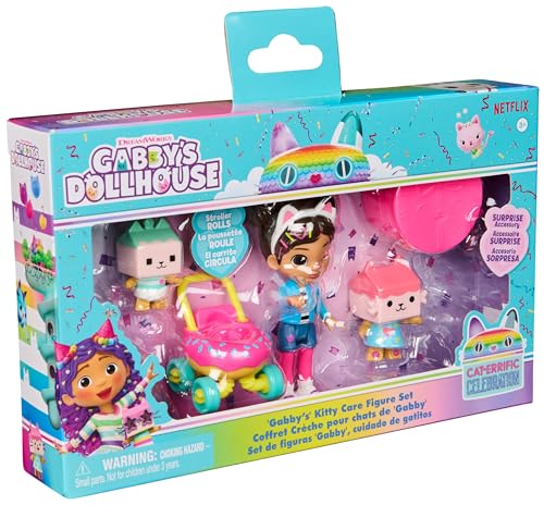 DREAMWORKS GABBY'S DOLLHOUSE - Kitty Care Figuren Set, Gabby mit 2 Katzenfiguren und Kinderwagen, ab 3 Jahren - Image 2