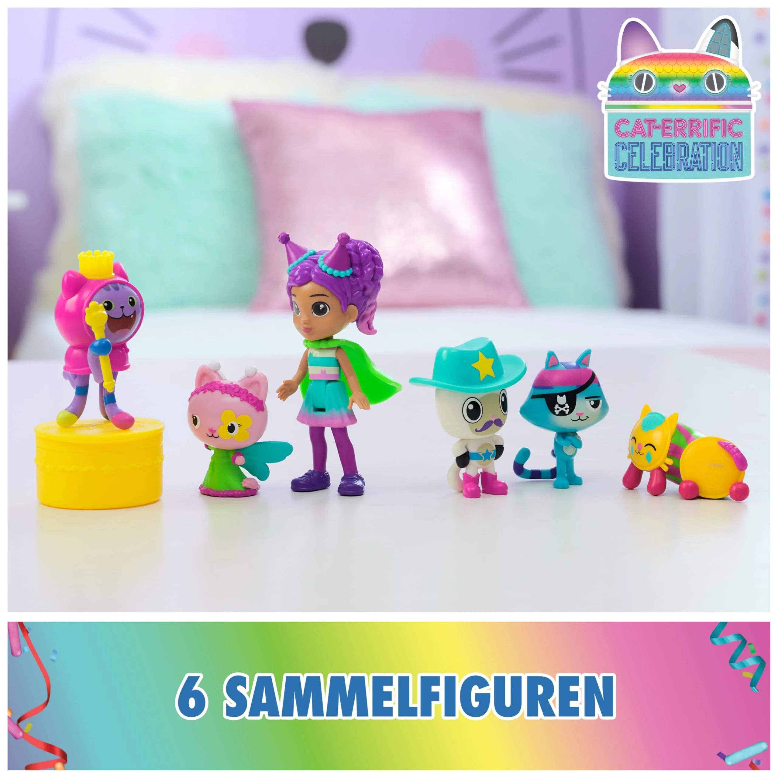 DREAMWORKS GABBY'S DOLLHOUSE - Party-Figuren Geschenkset, Party Gabby mit 6 Katzen-Figuren im festlichen Outfit, ab 3 Jahren - Image 10