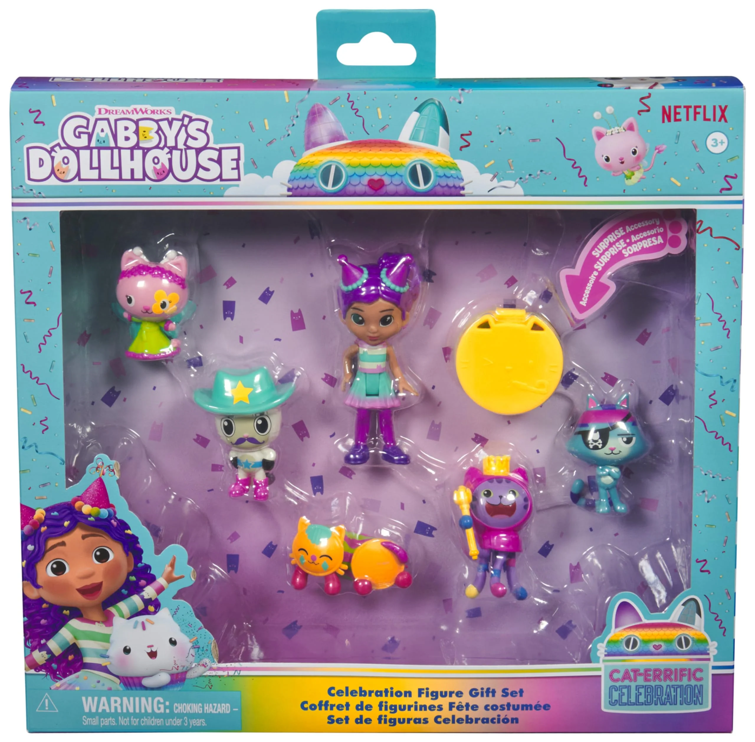 DREAMWORKS GABBY'S DOLLHOUSE - Party-Figuren Geschenkset, Party Gabby mit 6 Katzen-Figuren im festlichen Outfit, ab 3 Jahren - Image 4